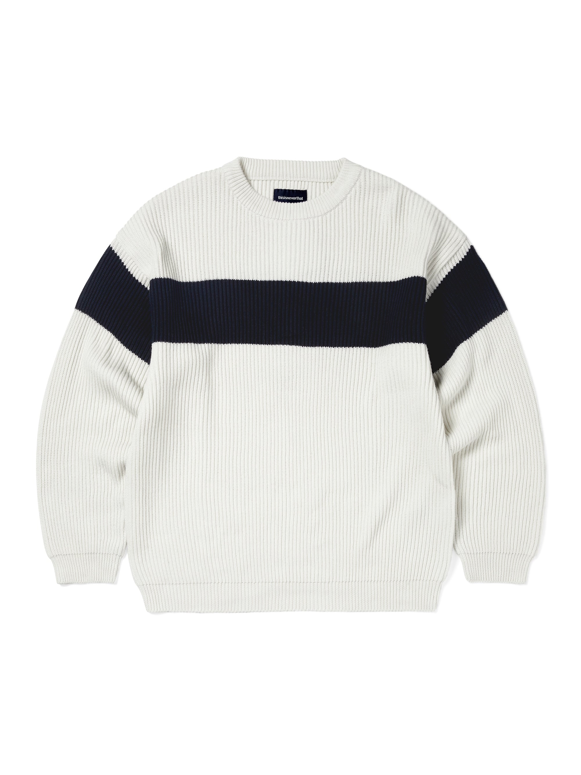 thisisneverthat - Washed Block Knit Sweater (Ivory) product image 1 | TRAB K-Fashion Australia