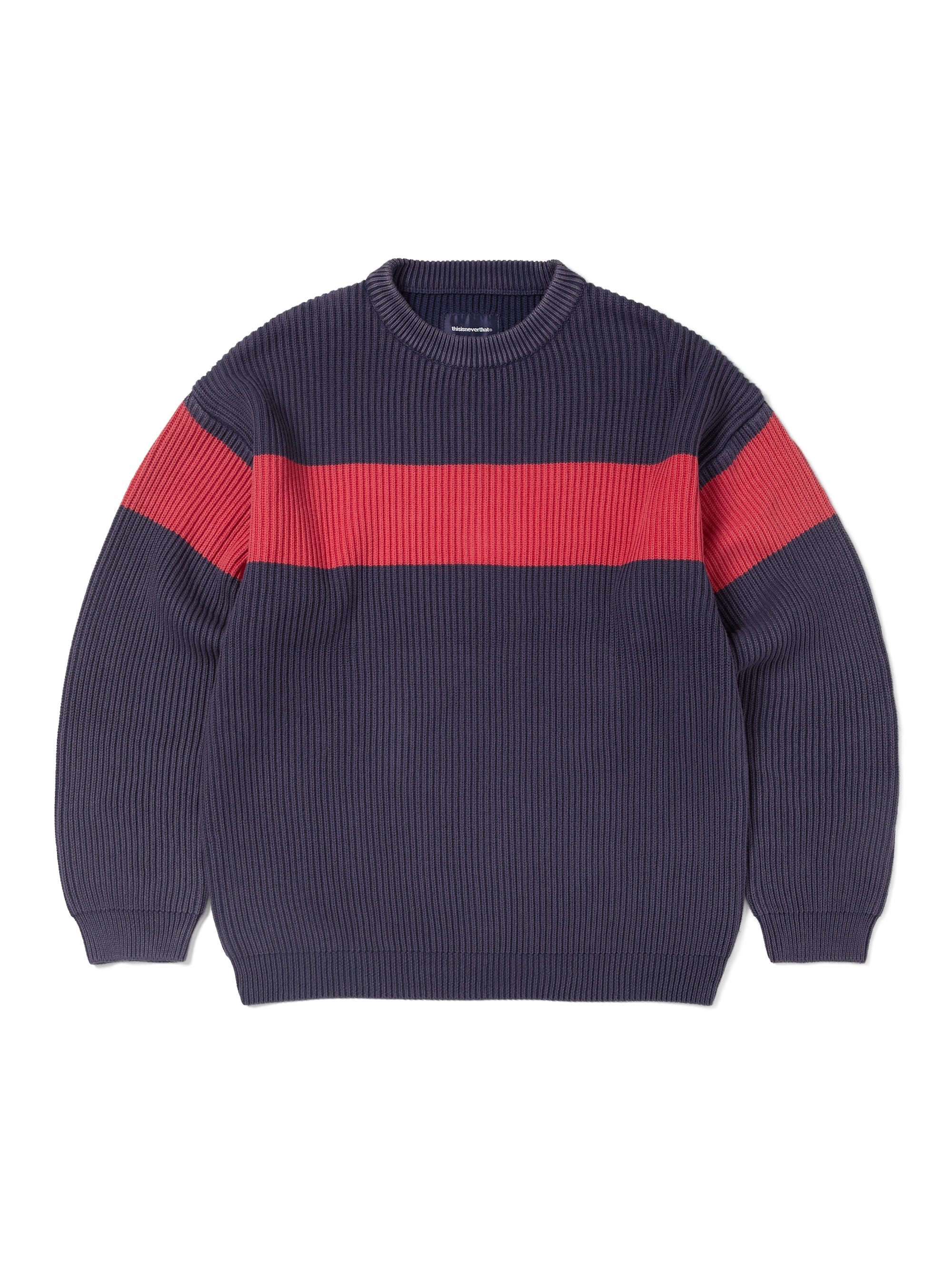 thisisneverthat - Washed Block Knit Sweater (Navy) product image 1 | TRAB K-Fashion Australia