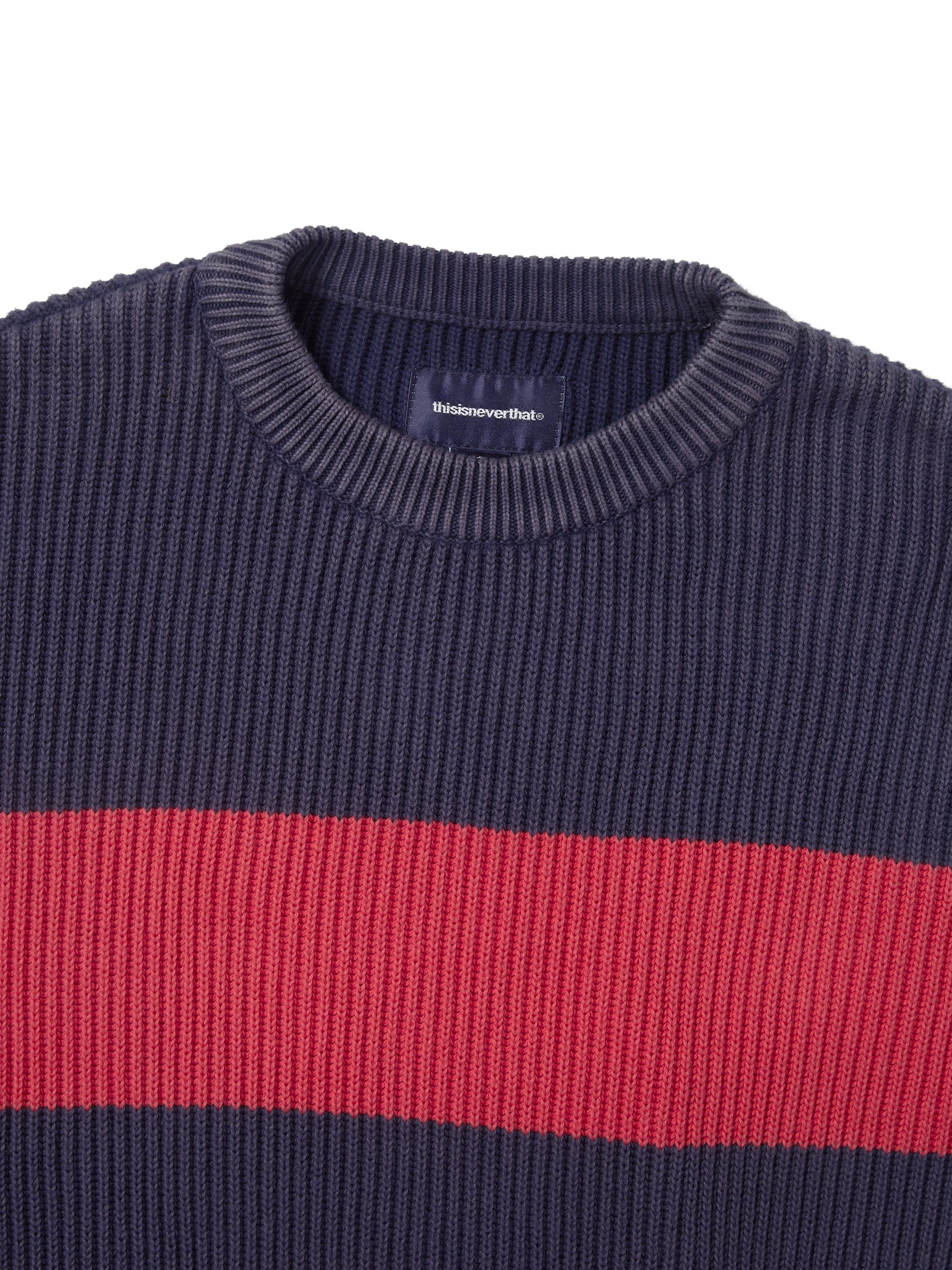 thisisneverthat - Washed Block Knit Sweater (Navy) product image 2 | TRAB K-Fashion Australia