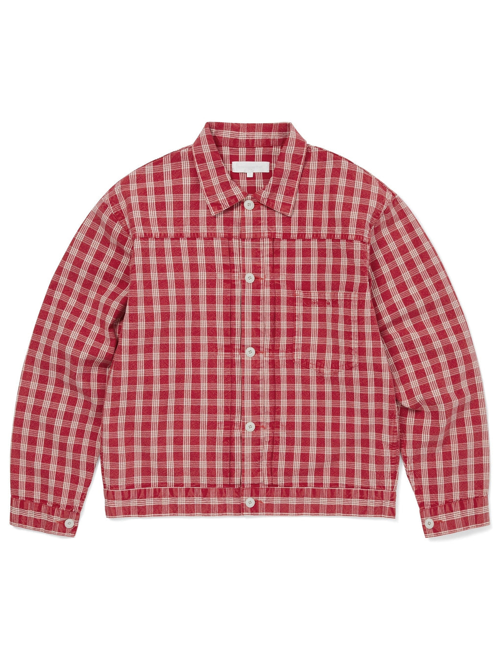 thisisneverthat - Washed Check Trucker Jacket (Red) product image 1 | TRAB K-Fashion Australia