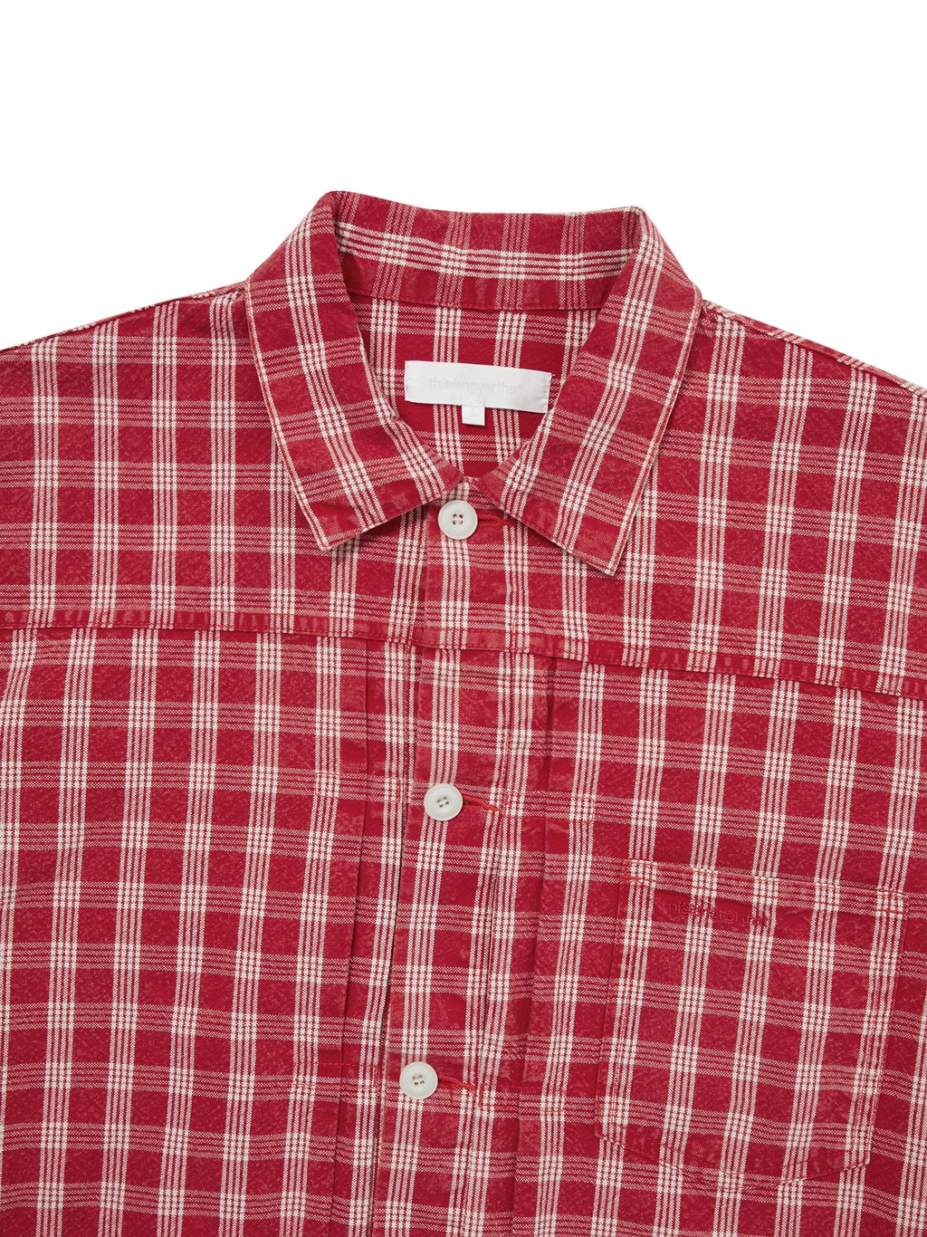 thisisneverthat - Washed Check Trucker Jacket (Red) product image 2 | TRAB K-Fashion Australia