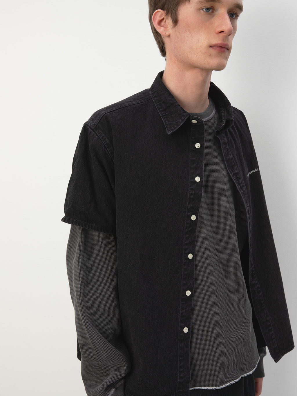 thisisneverthat - Washed Denim S/S Shirt (Black) product image 5 | TRAB K-Fashion Australia