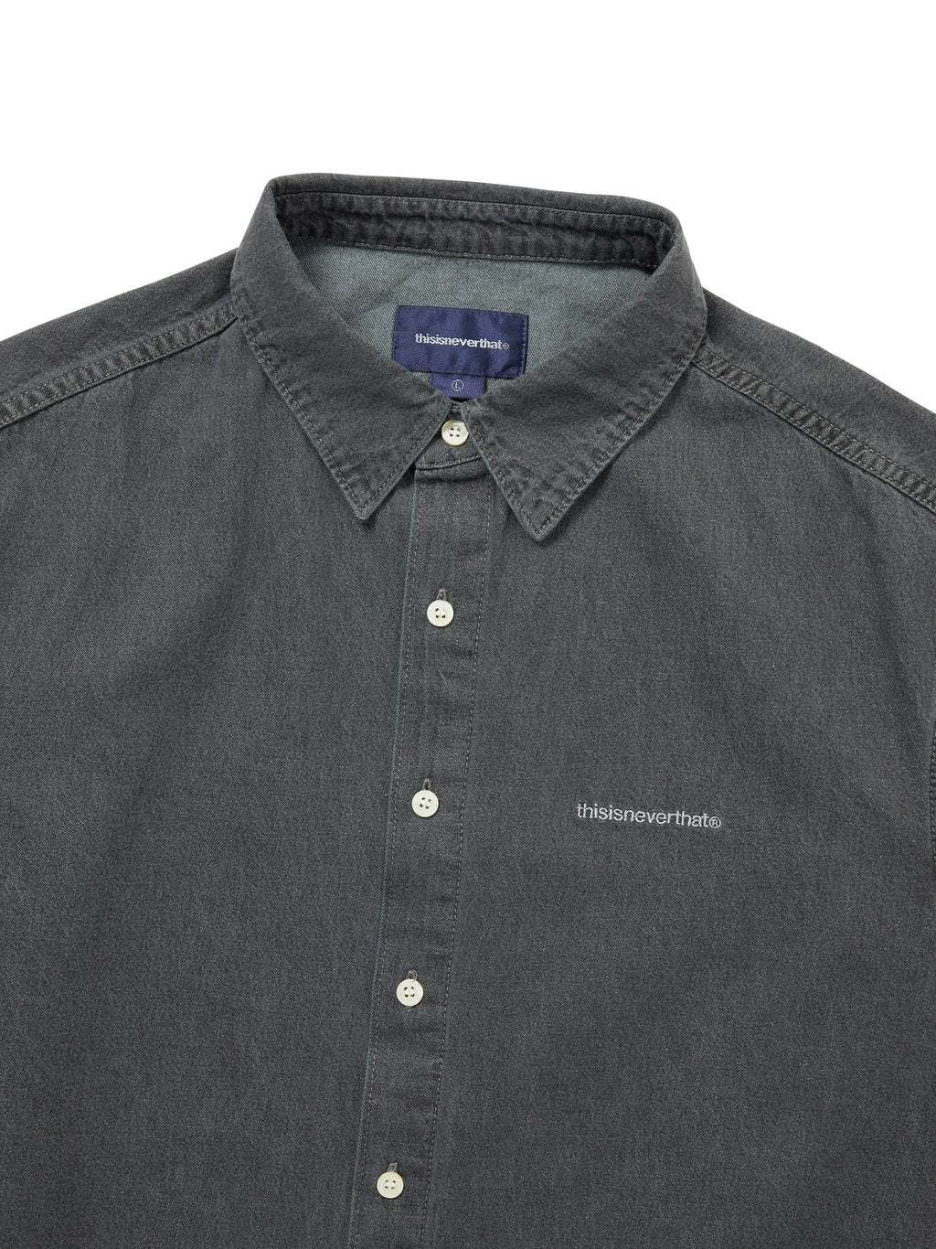 thisisneverthat - Washed Denim S/S Shirt (Dusty Grey) product image 2 | TRAB K-Fashion Australia