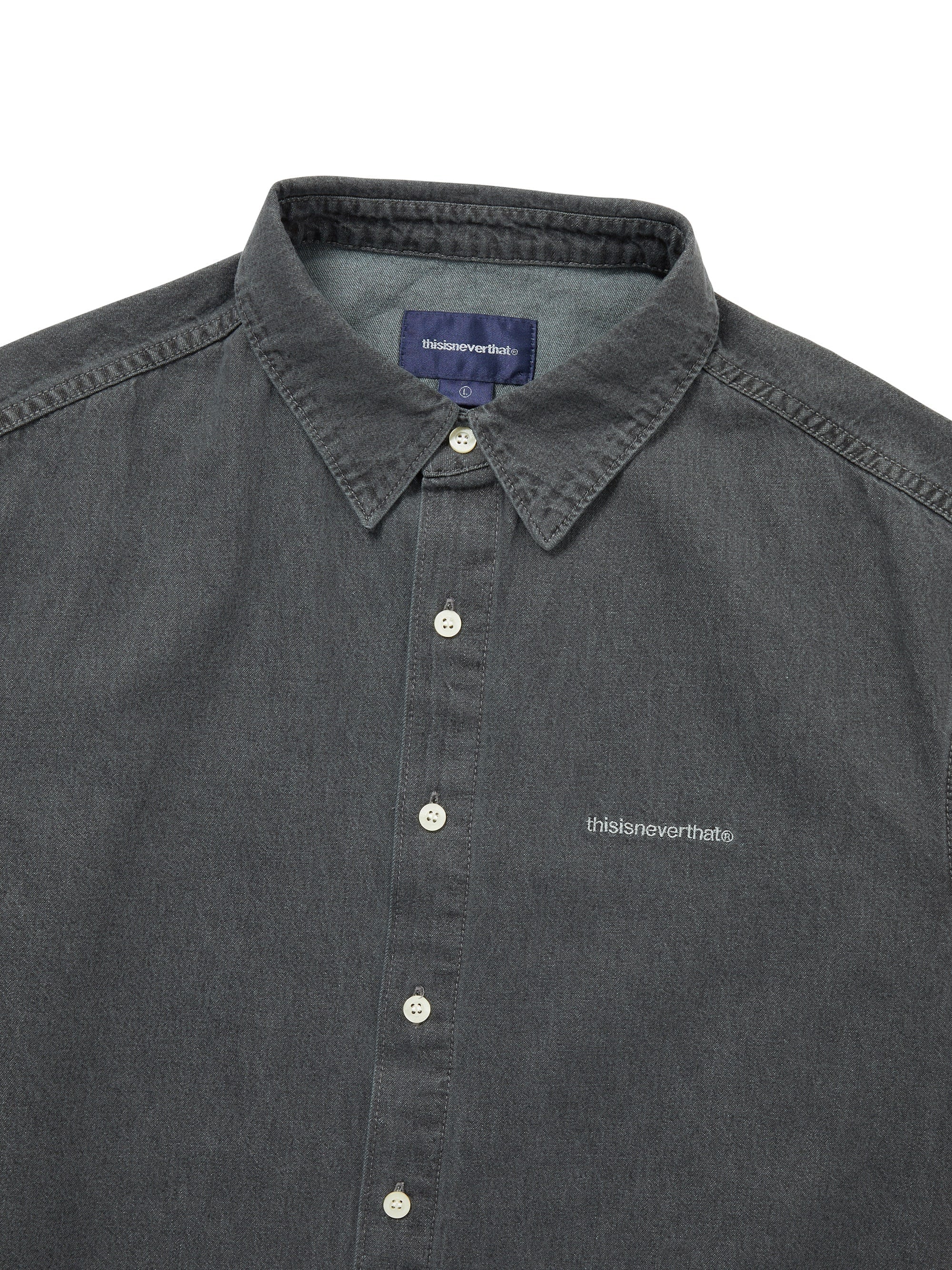 thisisneverthat - Washed Denim S/S Shirt (Dusty Grey) product image 2 | TRAB K-Fashion Australia