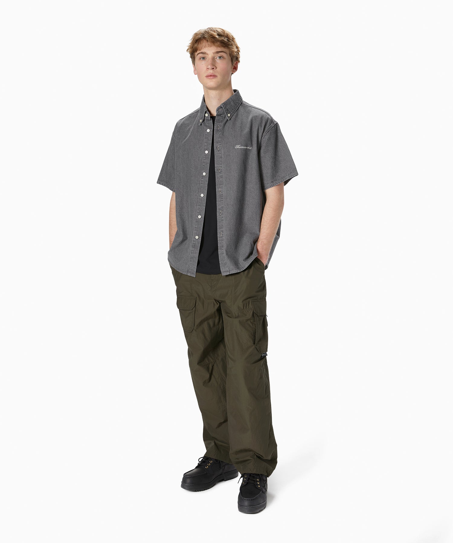 thisisneverthat - Washed Denim S/S Shirt (Washed Grey) product image 4 | TRAB K-Fashion Australia