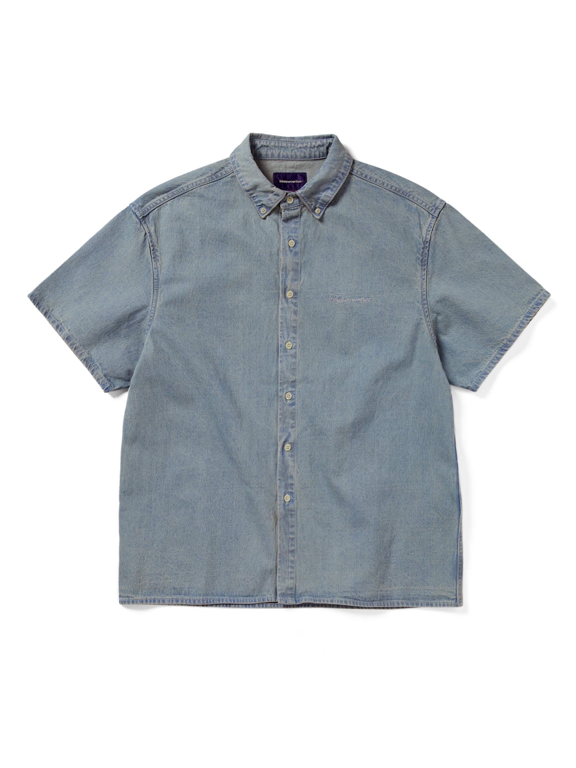 thisisneverthat - Washed Denim S/S Shirt (Washed Blue) product image 1 | TRAB K-Fashion Australia