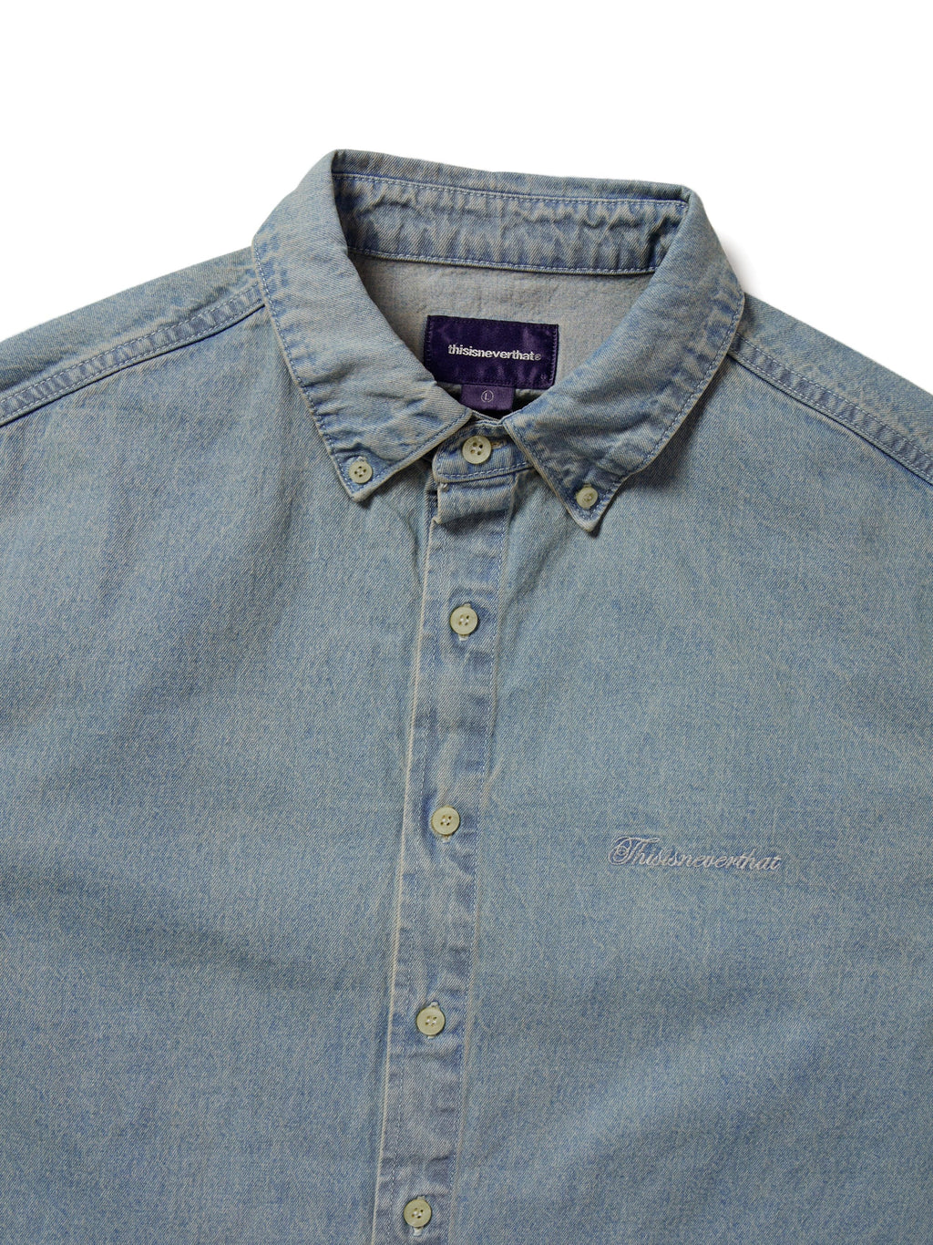thisisneverthat - Washed Denim S/S Shirt (Washed Blue) product image 2 | TRAB K-Fashion Australia