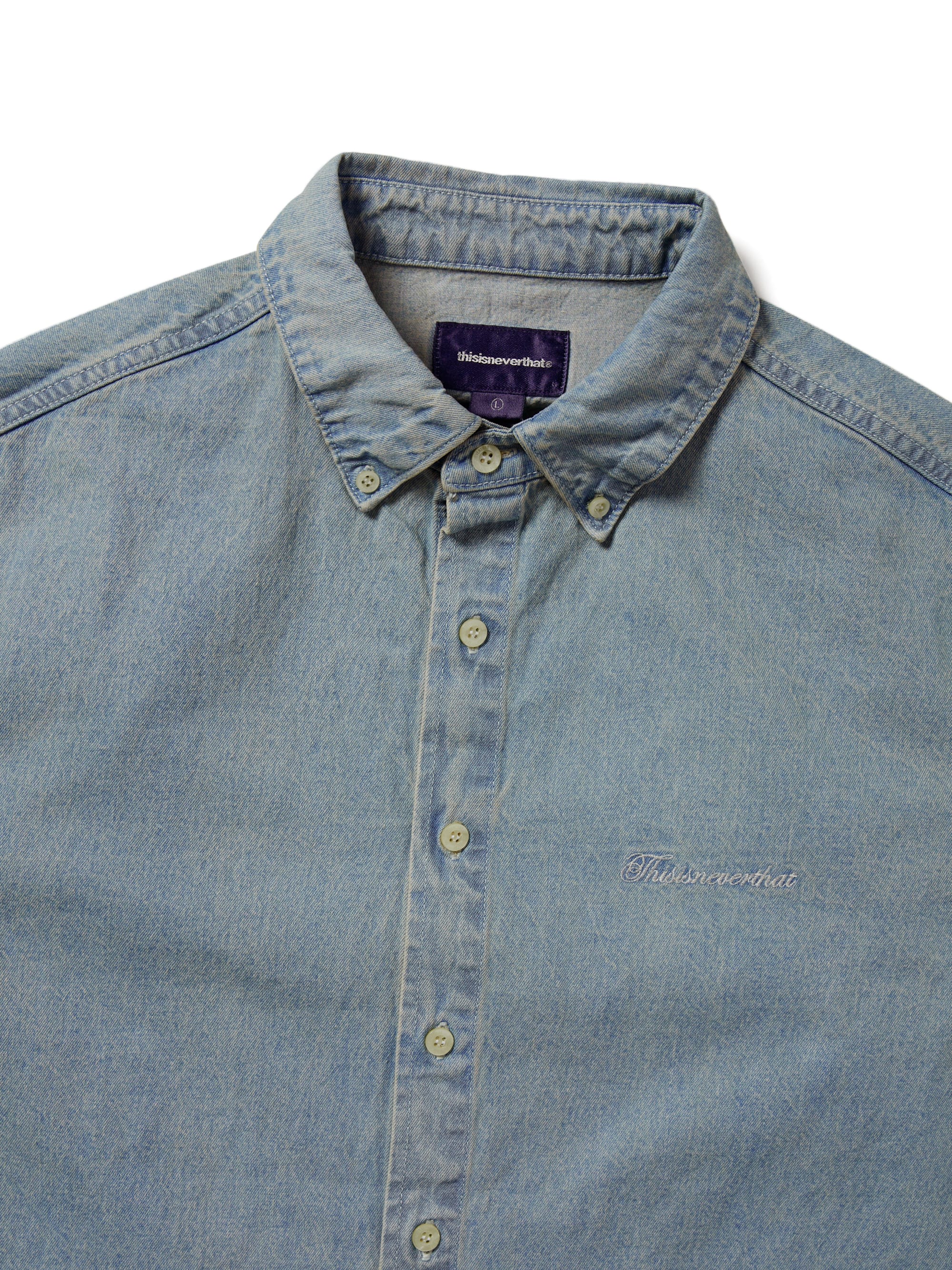 thisisneverthat - Washed Denim S/S Shirt (Washed Blue) product image 2 | TRAB K-Fashion Australia