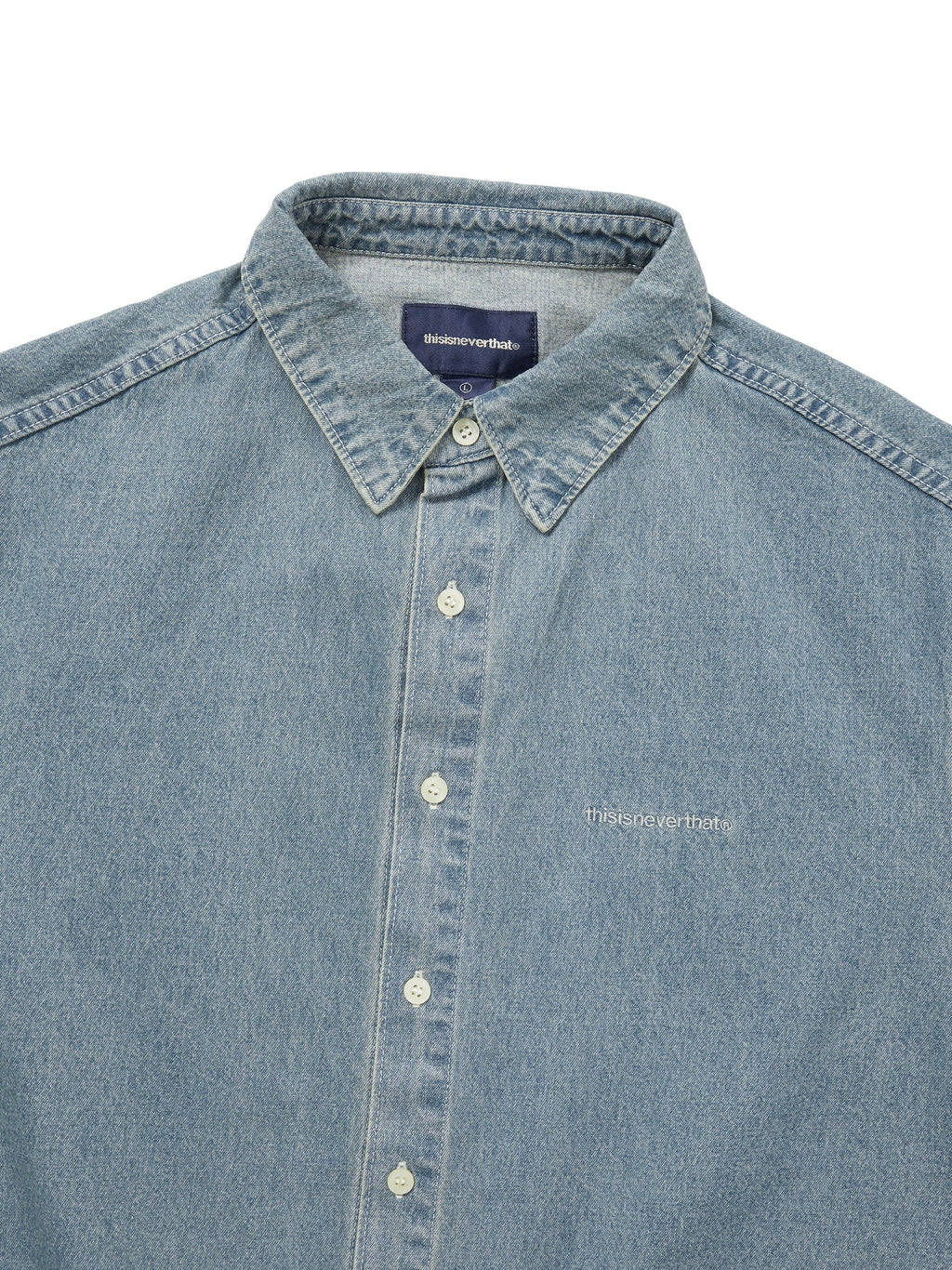 thisisneverthat - Washed Denim S/S Shirt (Dusty Blue) product image 2 | TRAB K-Fashion Australia