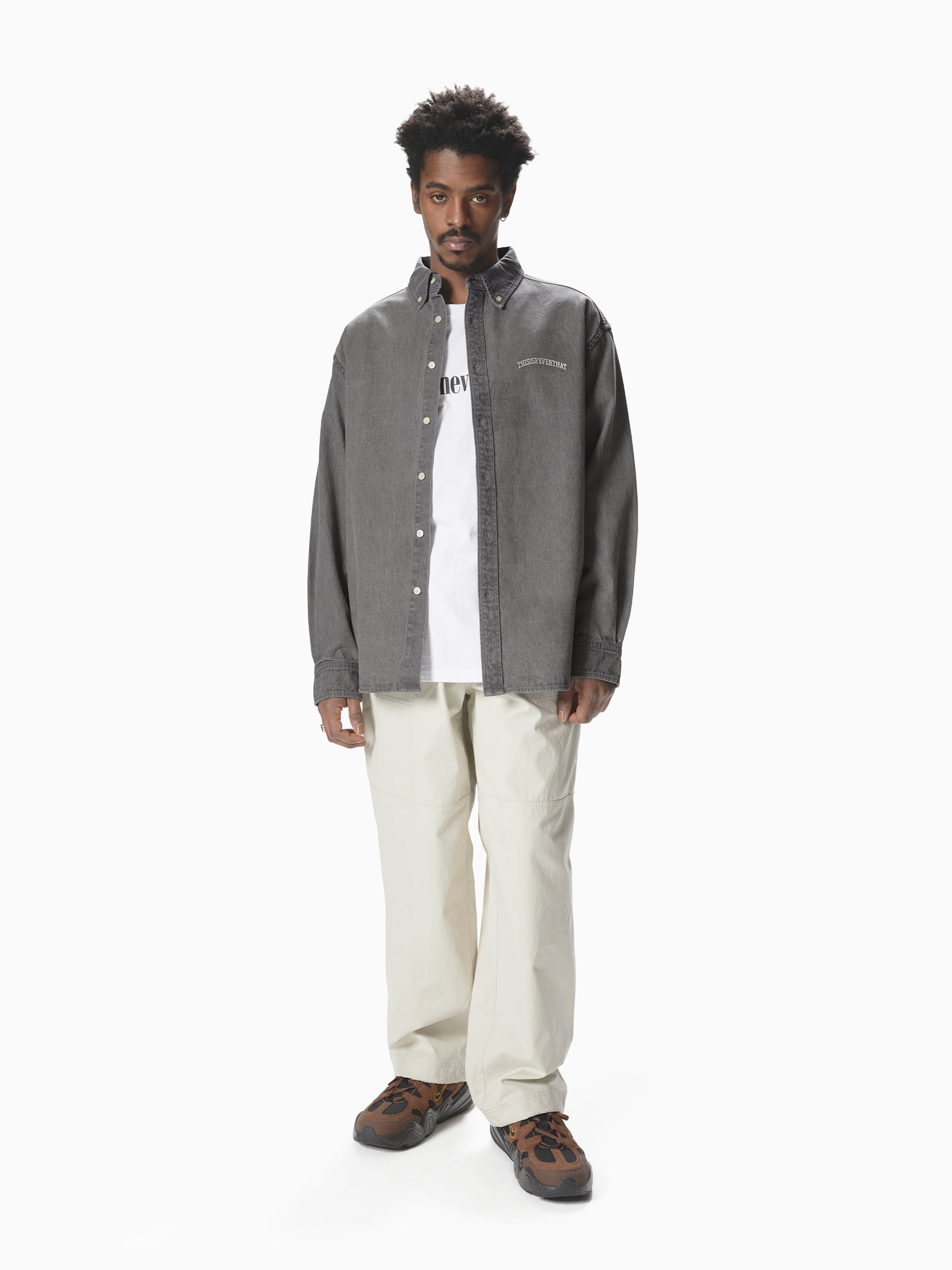 thisisneverthat - Washed Denim Shirt (Grey) product image 4 | TRAB K-Fashion Australia