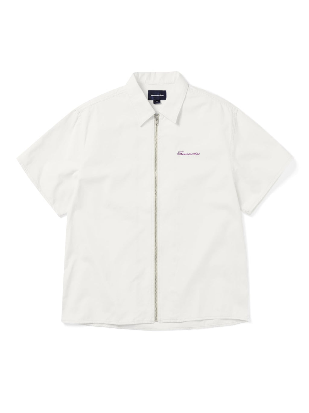 thisisneverthat - Washed Denim Zip S/S Shirt (White) product image 1 | TRAB K-Fashion Australia