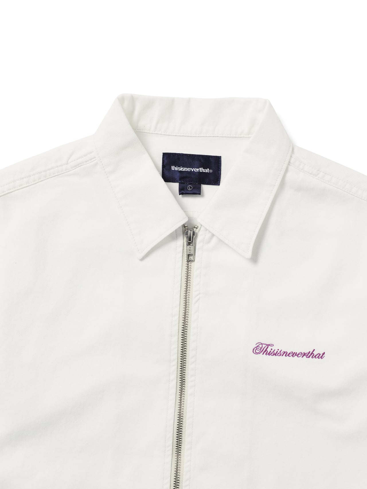 thisisneverthat - Washed Denim Zip S/S Shirt (White) product image 2 | TRAB K-Fashion Australia