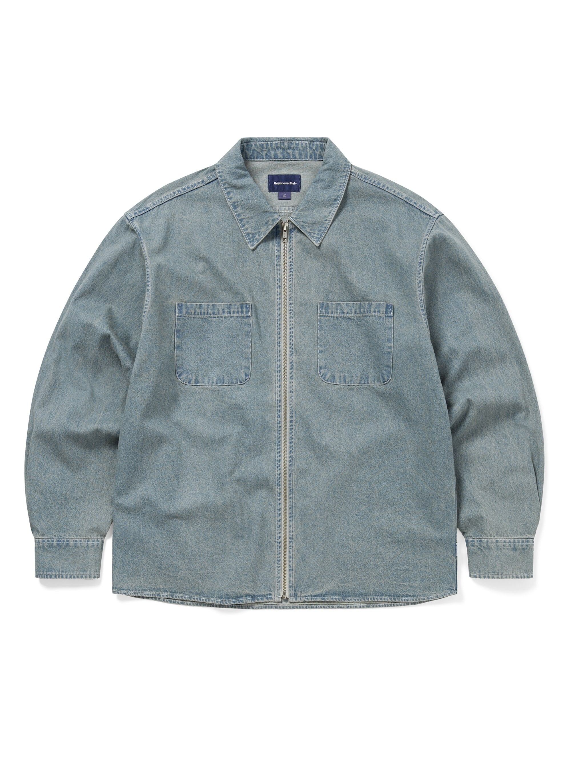 thisisneverthat - Washed Denim Zip Shirt (Washed Blue) product image 1 | TRAB K-Fashion Australia