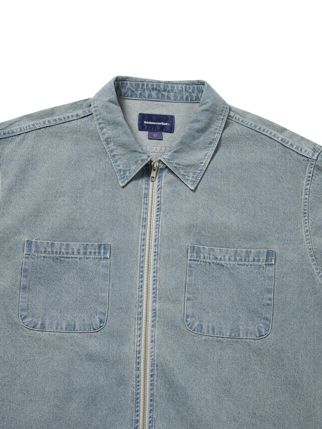 thisisneverthat - Washed Denim Zip Shirt (Washed Blue) product image 2 | TRAB K-Fashion Australia