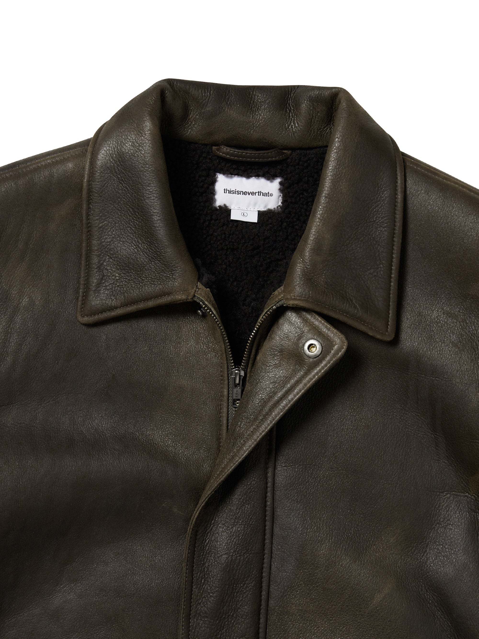 thisisneverthat - Washed Shearling Jacket Olive (Jacket) product image 2 | TRAB K-Fashion Australia
