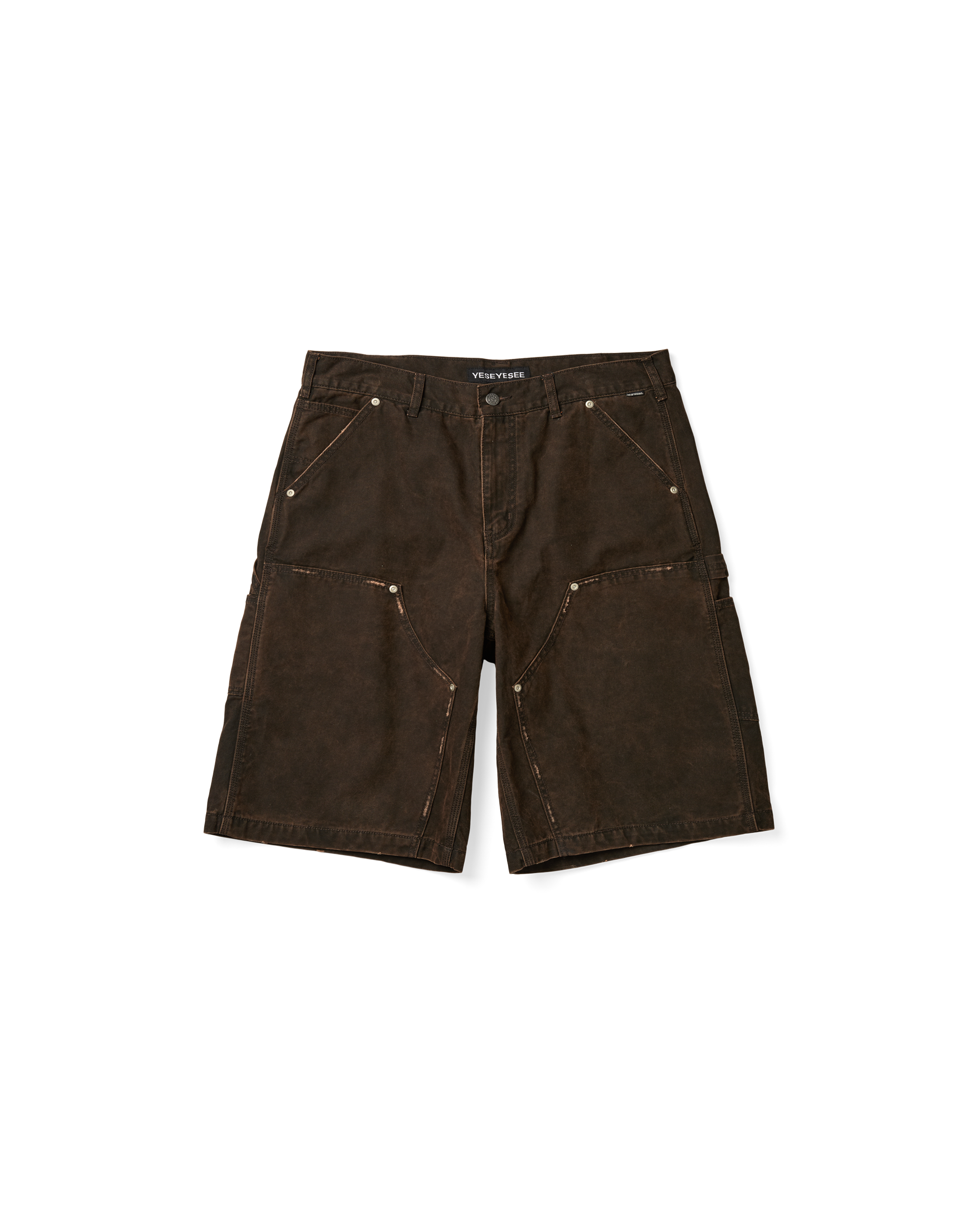yeseyesee - Washed Canvas Carpenter Shorts (Brown) product image 1 | TRAB K-Fashion Australia