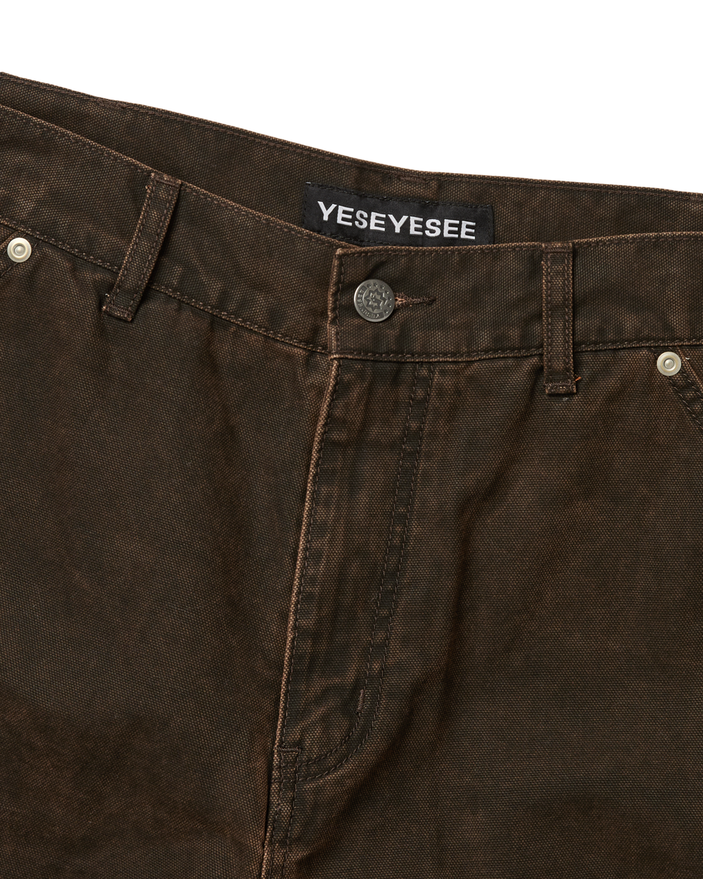 yeseyesee - Washed Canvas Carpenter Shorts (Brown) product image 3 | TRAB K-Fashion Australia