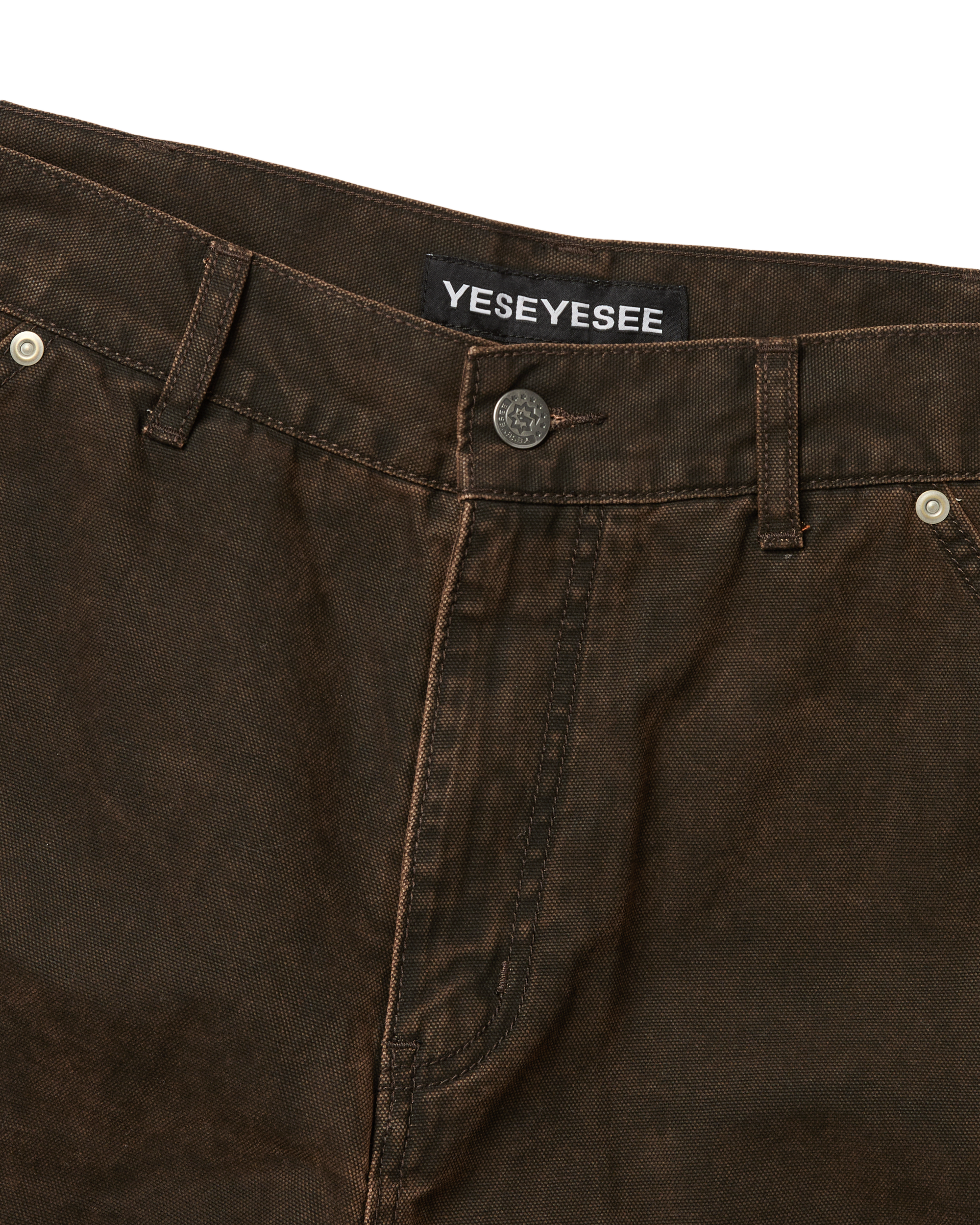yeseyesee - Washed Canvas Carpenter Shorts (Brown) product image 3 | TRAB K-Fashion Australia