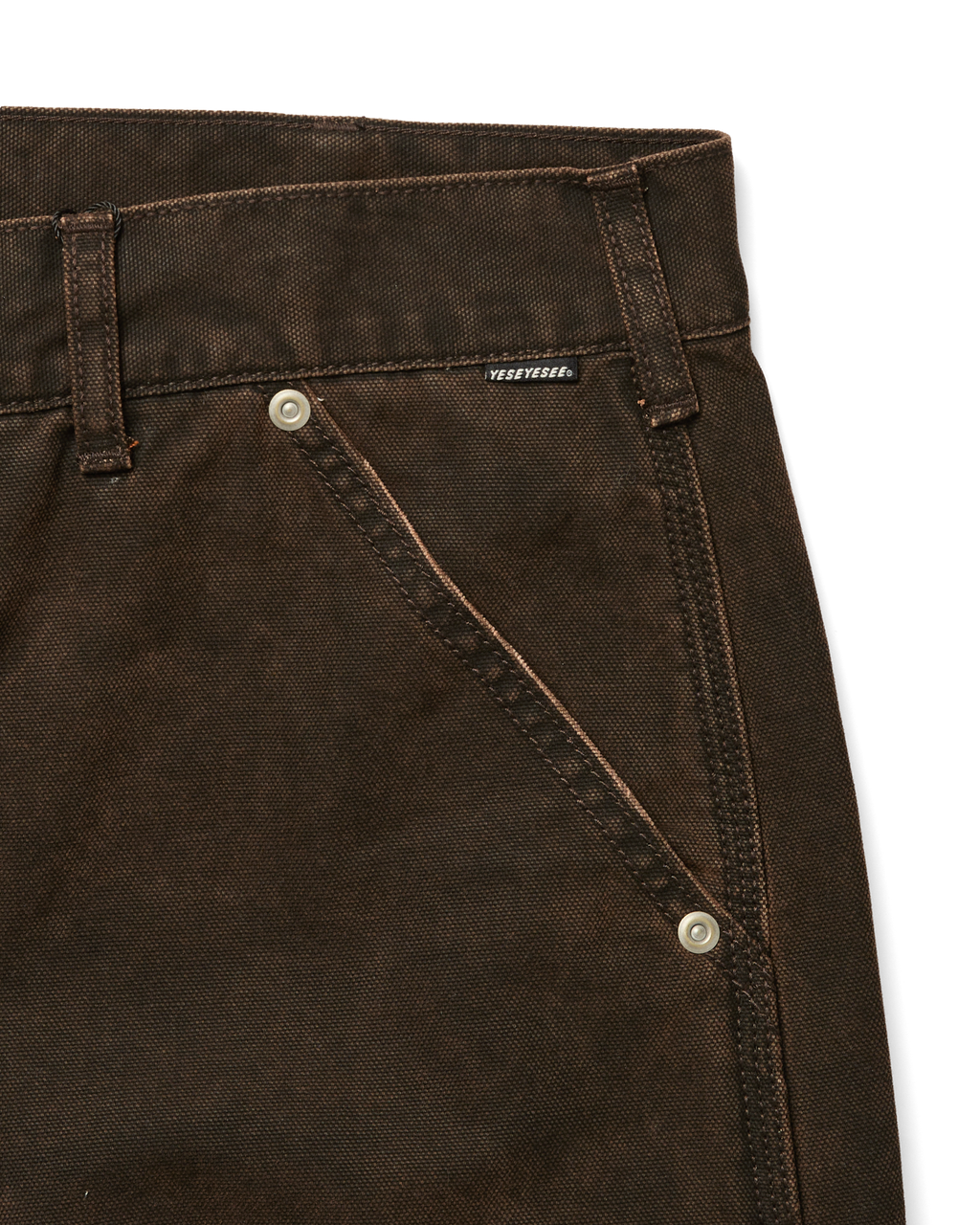 yeseyesee - Washed Canvas Carpenter Shorts (Brown) product image 4 | TRAB K-Fashion Australia