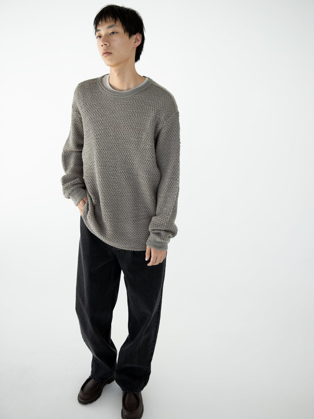 thisisneverthat - Wool Crochet Knit L/S Crew (beige) product image 4 | TRAB K-Fashion Australia