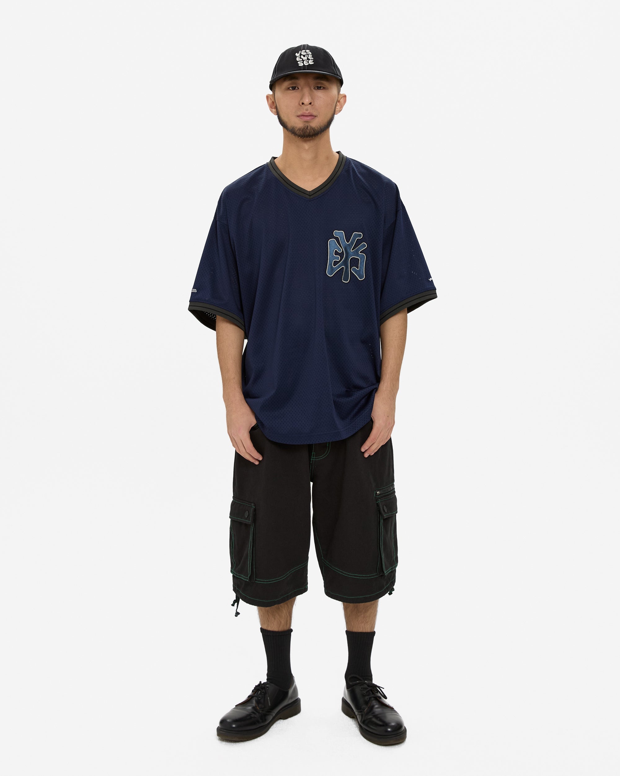 yeseyesee - Y.E.S Mesh Baseball Tee (Navy) product image 7 | TRAB K-Fashion Australia