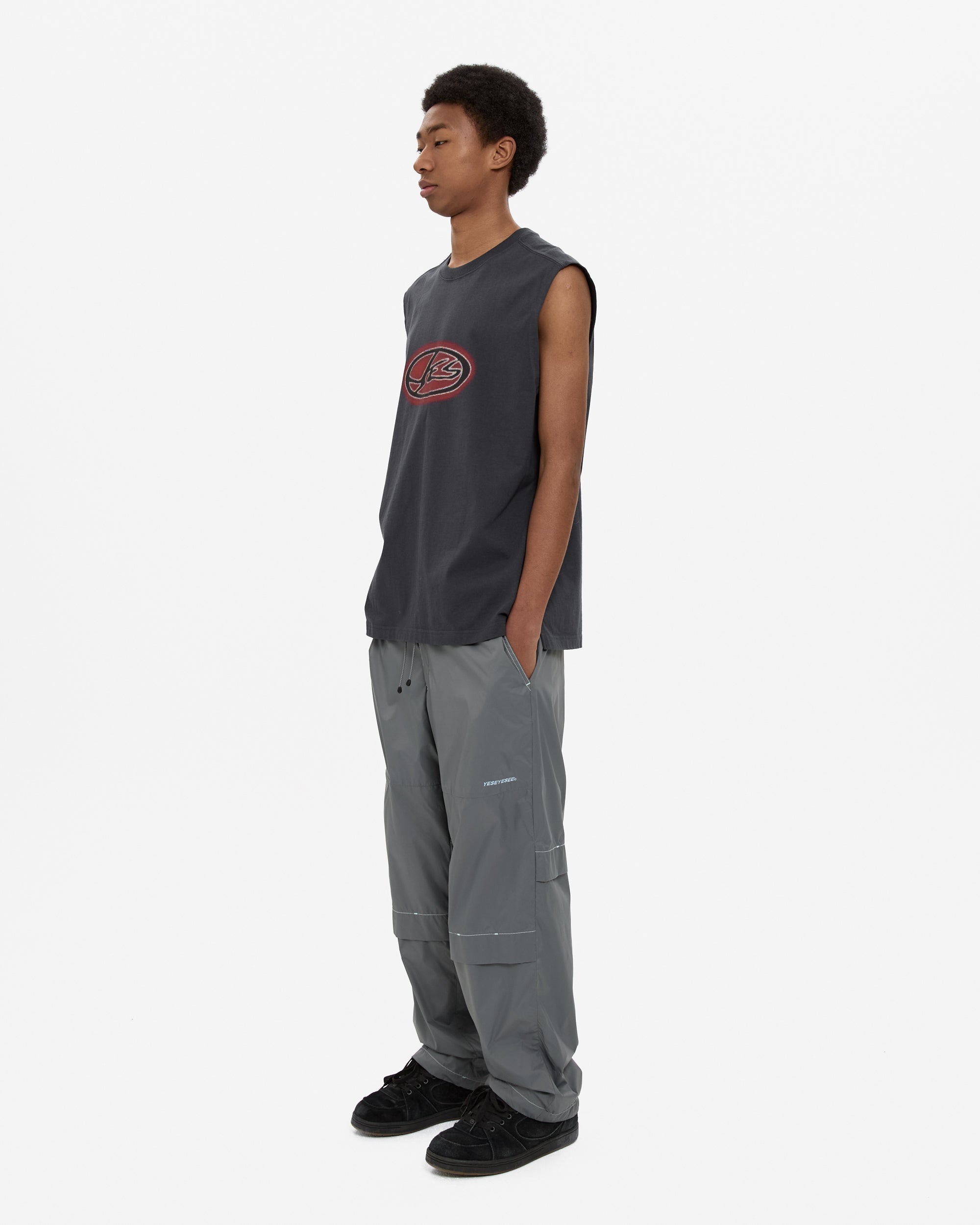 yeseyesee - Y.E.S Oval Logo Sleeveless (Charcoal) product image 9 | TRAB K-Fashion Australia