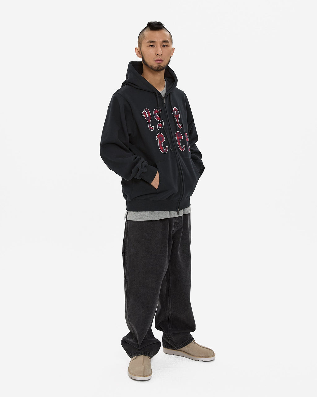 yeseyesee - Y.E.S Bully Check Zip-Up Hoodie (Black) product image 9 | TRAB K-Fashion Australia