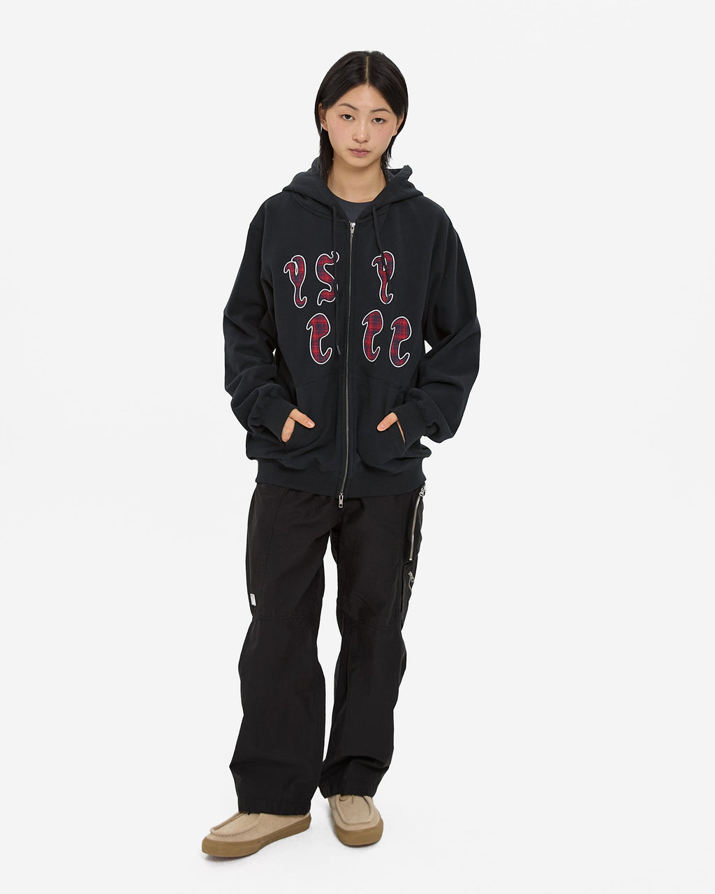 yeseyesee - Y.E.S Bully Check Zip-Up Hoodie (Black) product image 10 | TRAB K-Fashion Australia