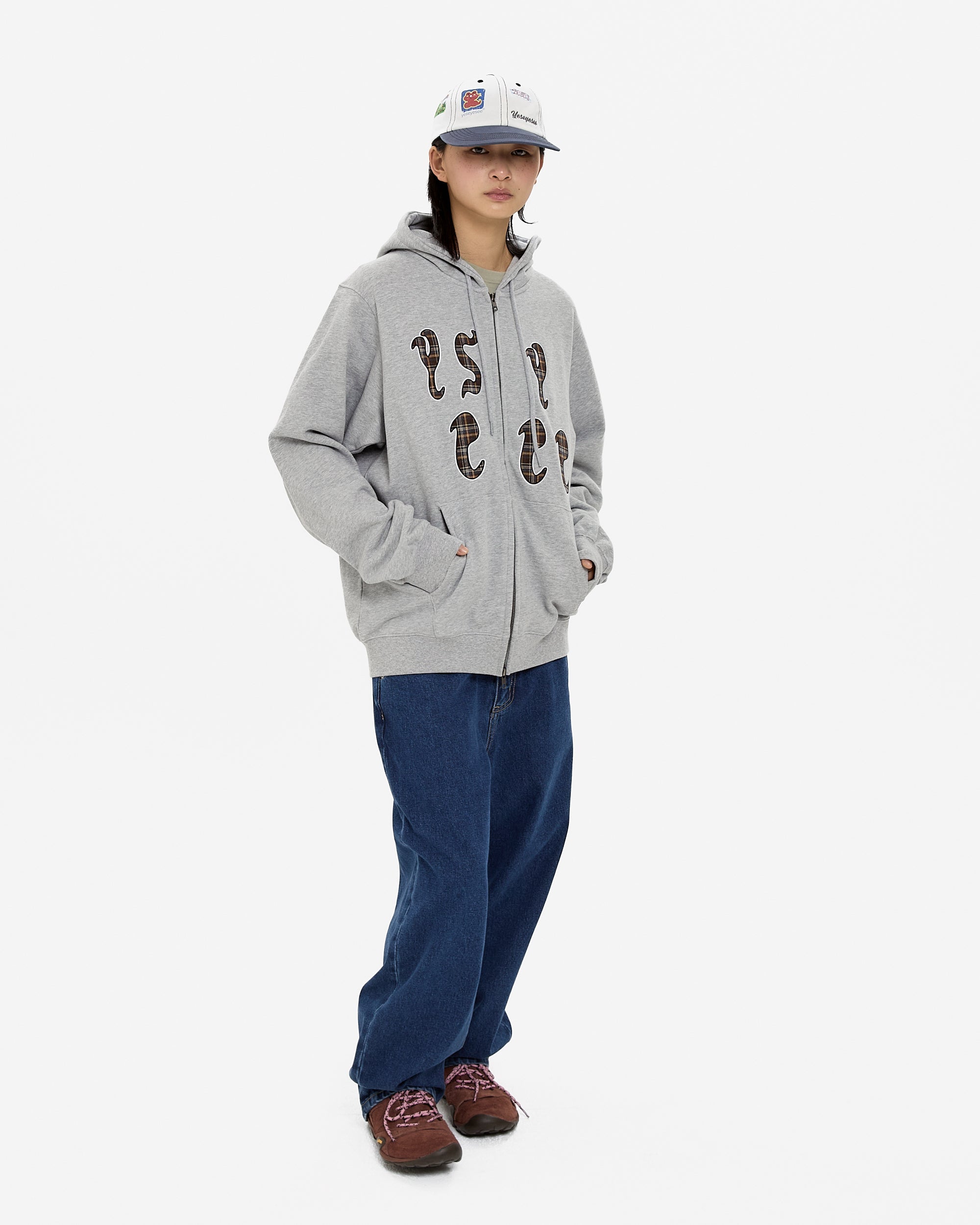 yeseyesee - Y.E.S Bully Check Zip-Up Hoodie (Grey) product image 13 | TRAB K-Fashion Australia