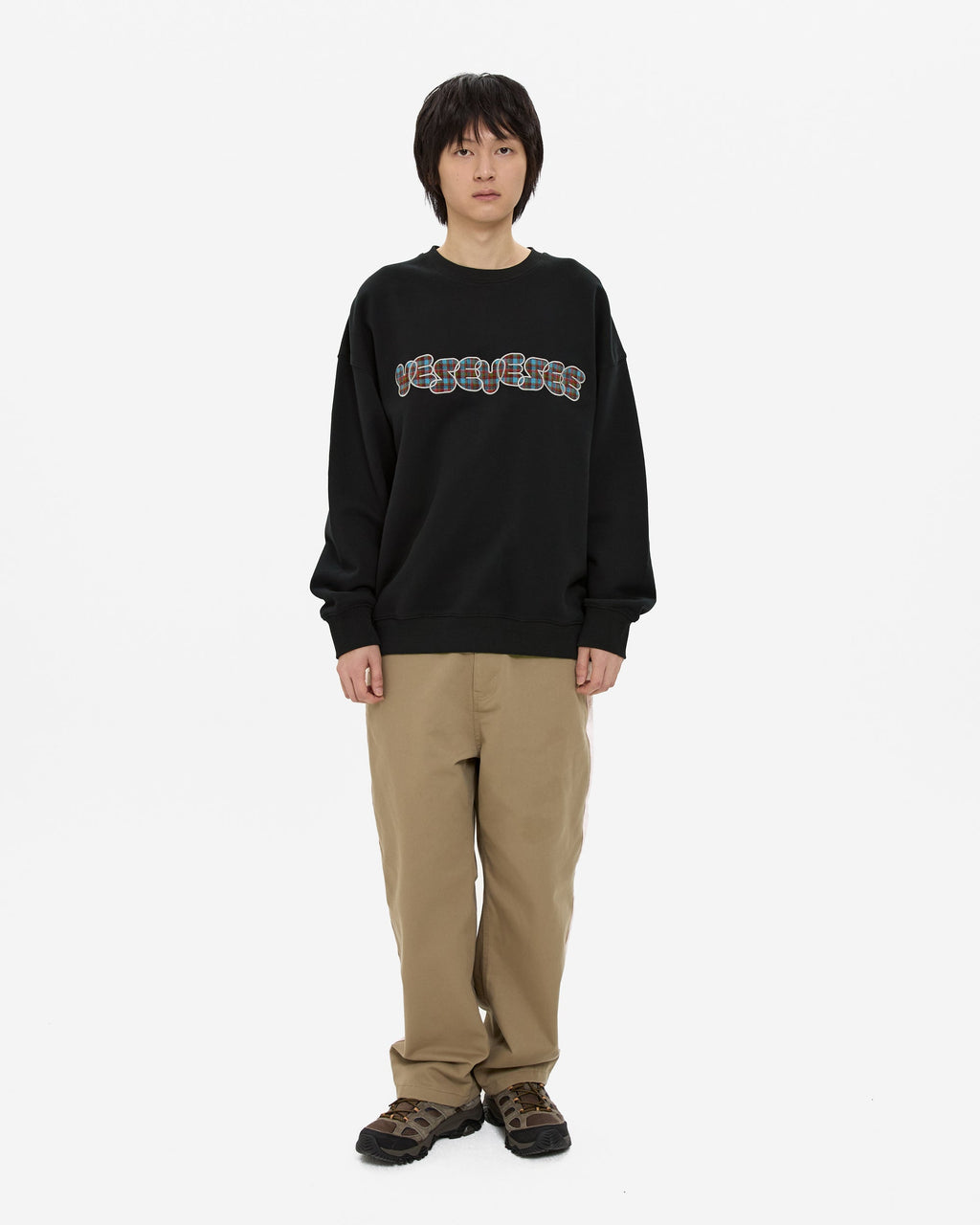 yeseyesee - Y.E.S Checkered Logo Sweatshirt (Black) product image 6 | TRAB K-Fashion Australia