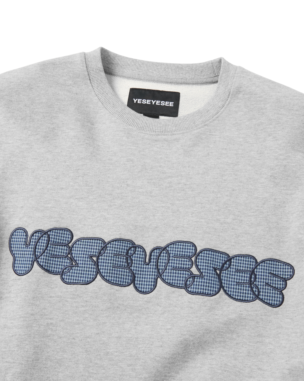 yeseyesee - Y.E.S Checkered Logo Sweatshirt (Grey) product image 3 | TRAB K-Fashion Australia