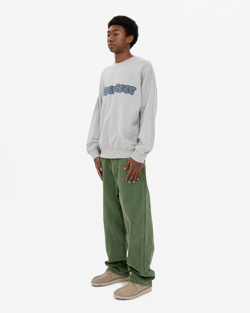 yeseyesee - Y.E.S Checkered Logo Sweatshirt (Grey) product image 7 | TRAB K-Fashion Australia
