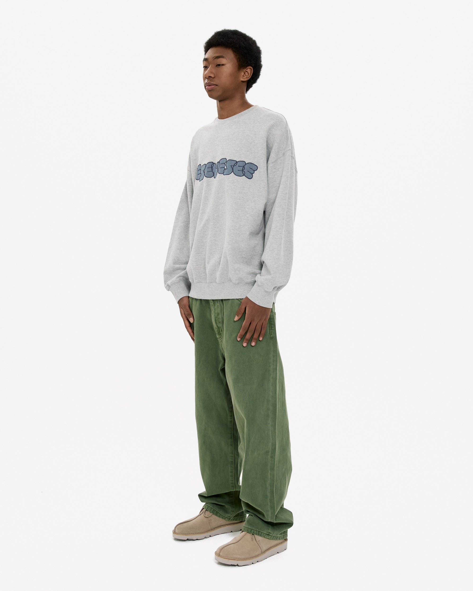 yeseyesee - Y.E.S Checkered Logo Sweatshirt (Grey) product image 7 | TRAB K-Fashion Australia