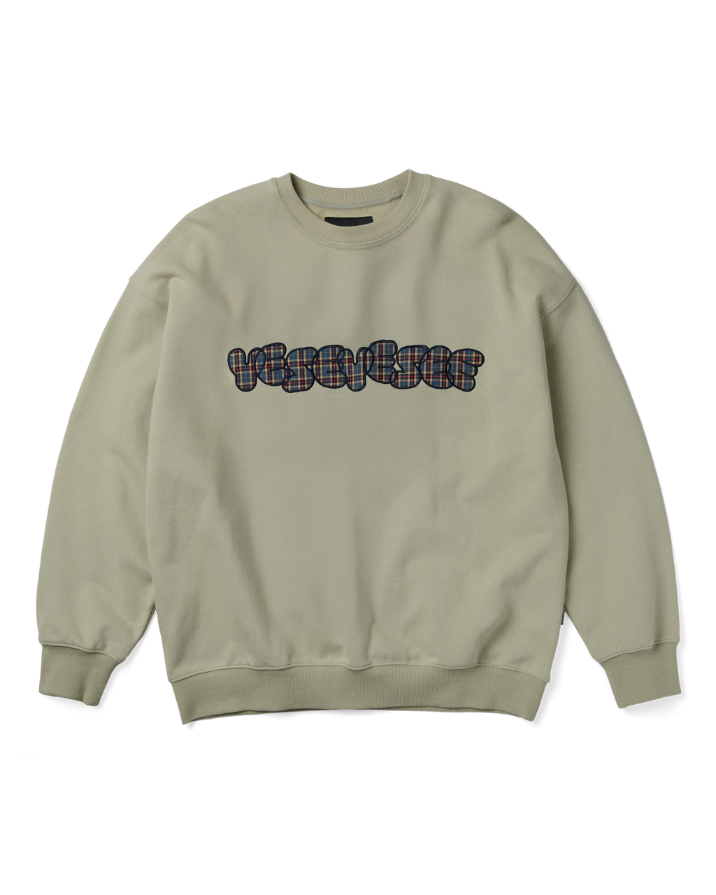 yeseyesee - Y.E.S Checkered Logo Sweatshirt (Light Olive) product image 1 | TRAB K-Fashion Australia