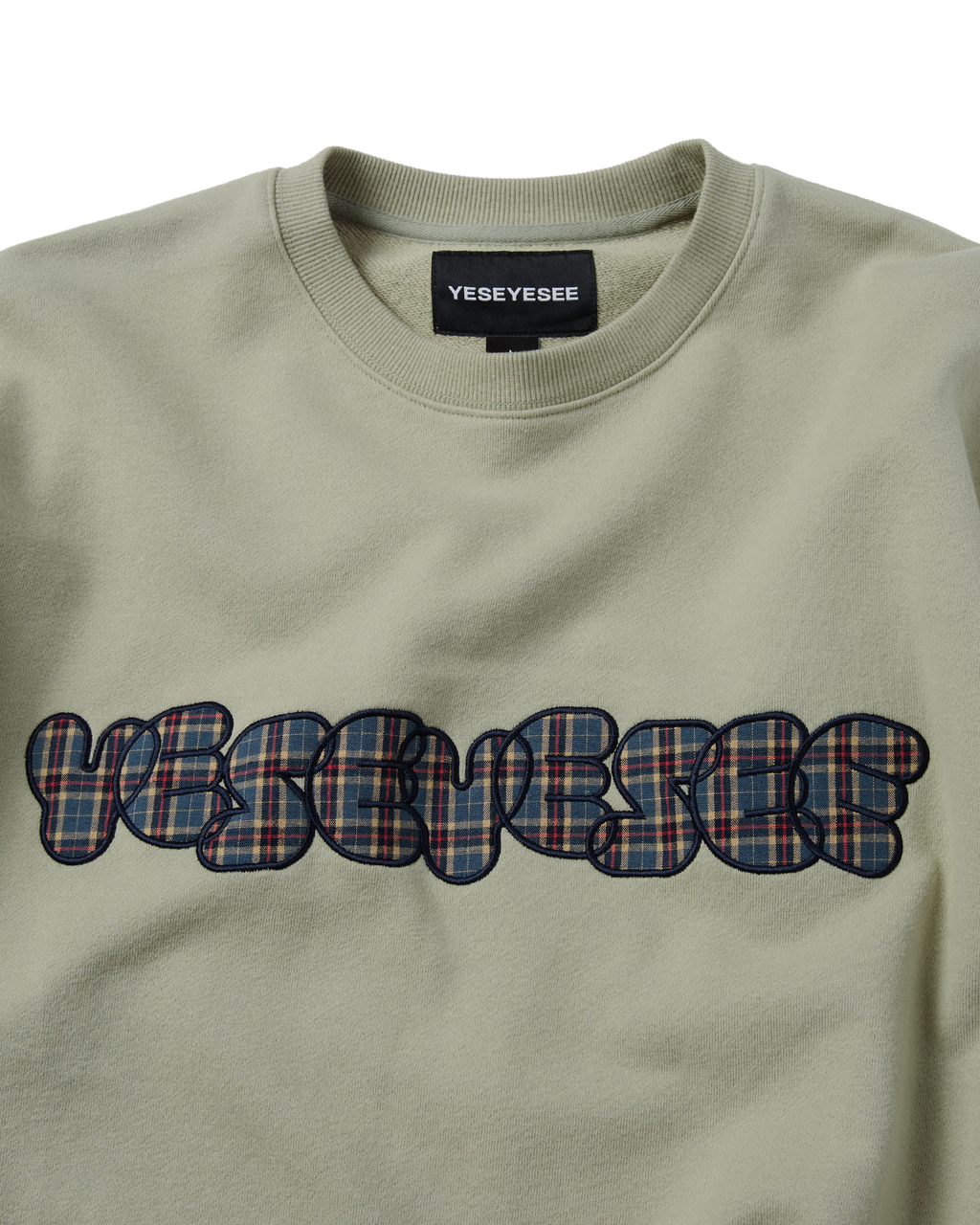 yeseyesee - Y.E.S Checkered Logo Sweatshirt (Light Olive) product image 3 | TRAB K-Fashion Australia