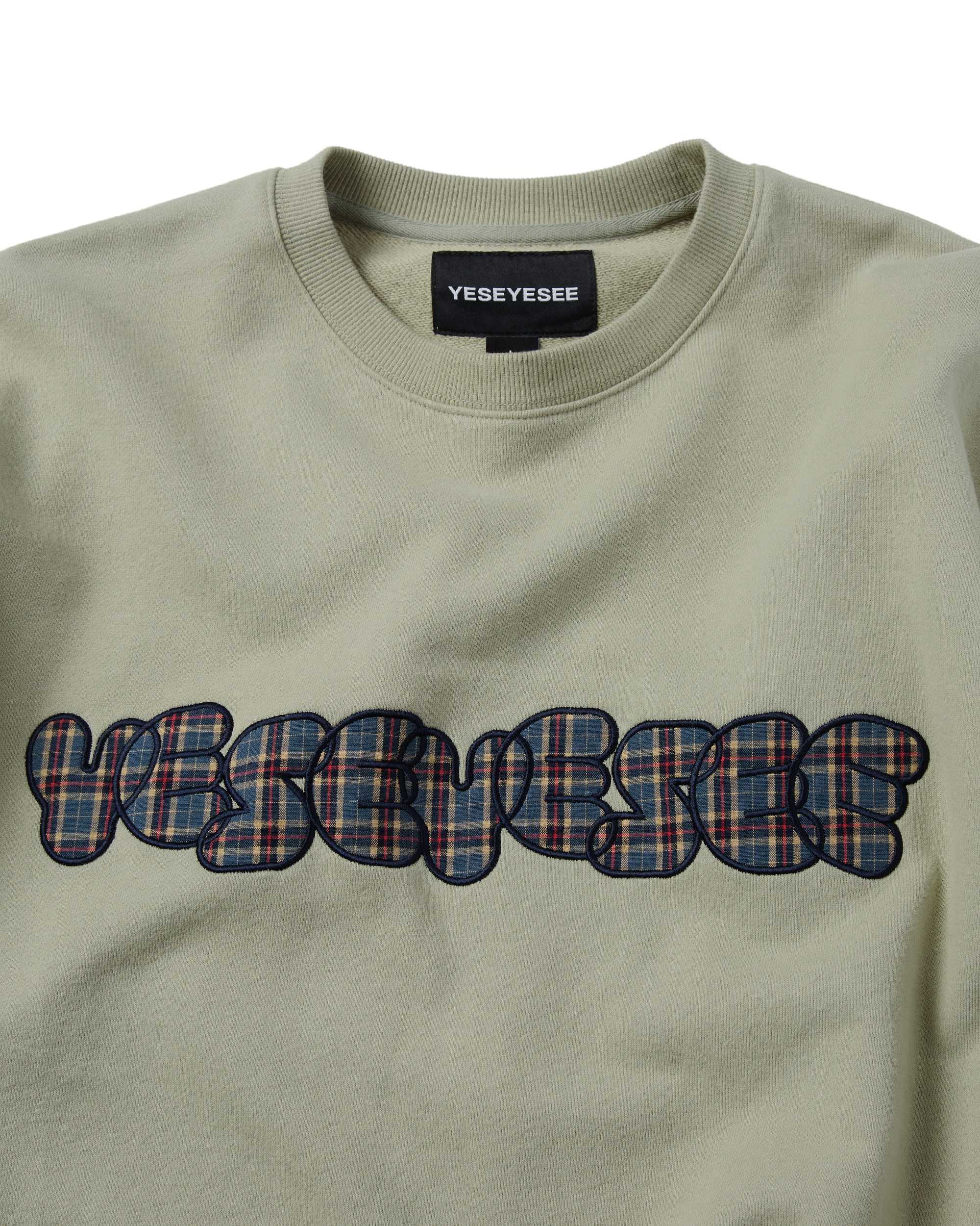 yeseyesee - Y.E.S Checkered Logo Sweatshirt (Light Olive) product image 3 | TRAB K-Fashion Australia