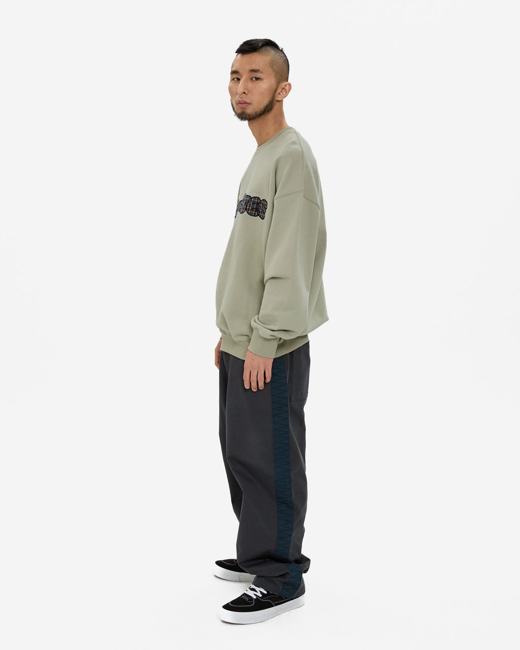 yeseyesee - Y.E.S Checkered Logo Sweatshirt (Light Olive) product image 7 | TRAB K-Fashion Australia