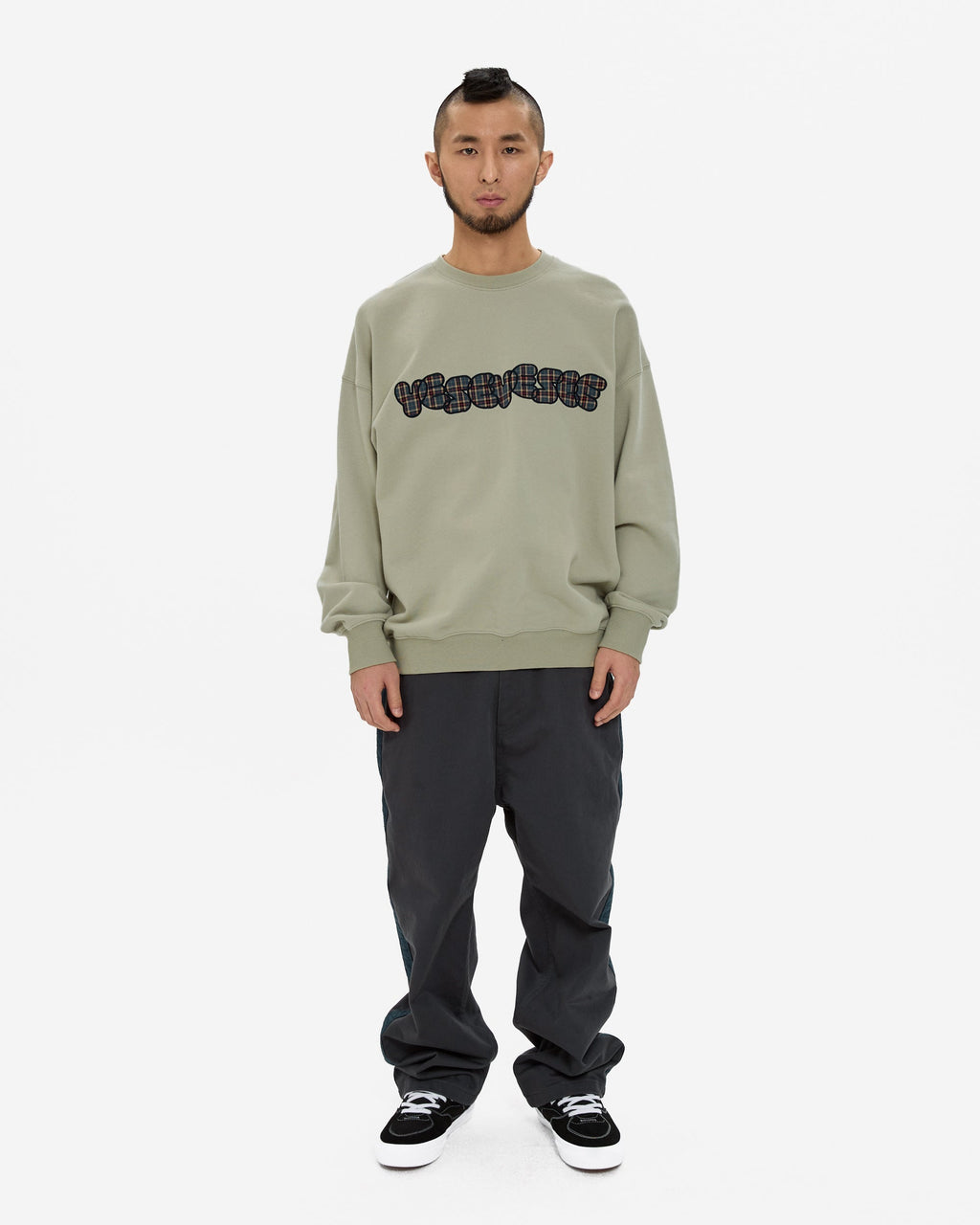 yeseyesee - Y.E.S Checkered Logo Sweatshirt (Light Olive) product image 6 | TRAB K-Fashion Australia