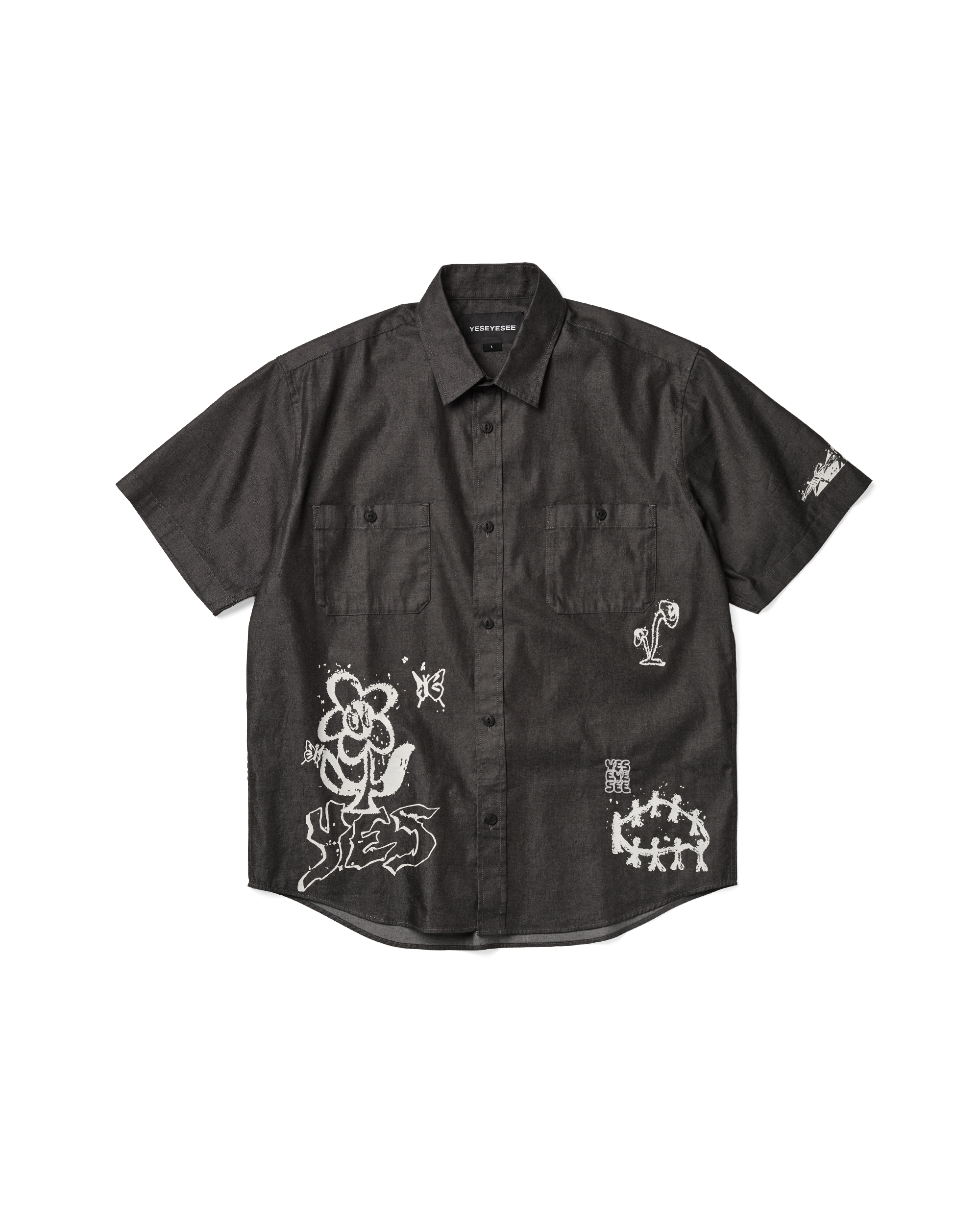 yeseyesee - Y.E.S Doodle Half Shirt (Black) product image 1 | TRAB K-Fashion Australia