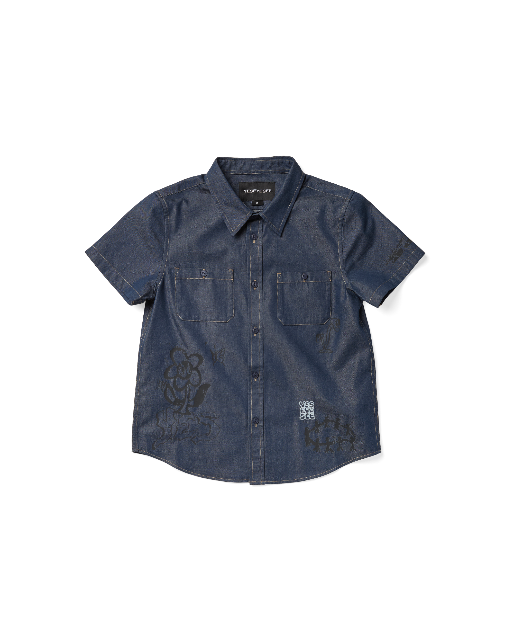 yeseyesee - Y.E.S Doodle Half Shirt (Indigo) product image 3 | TRAB K-Fashion Australia