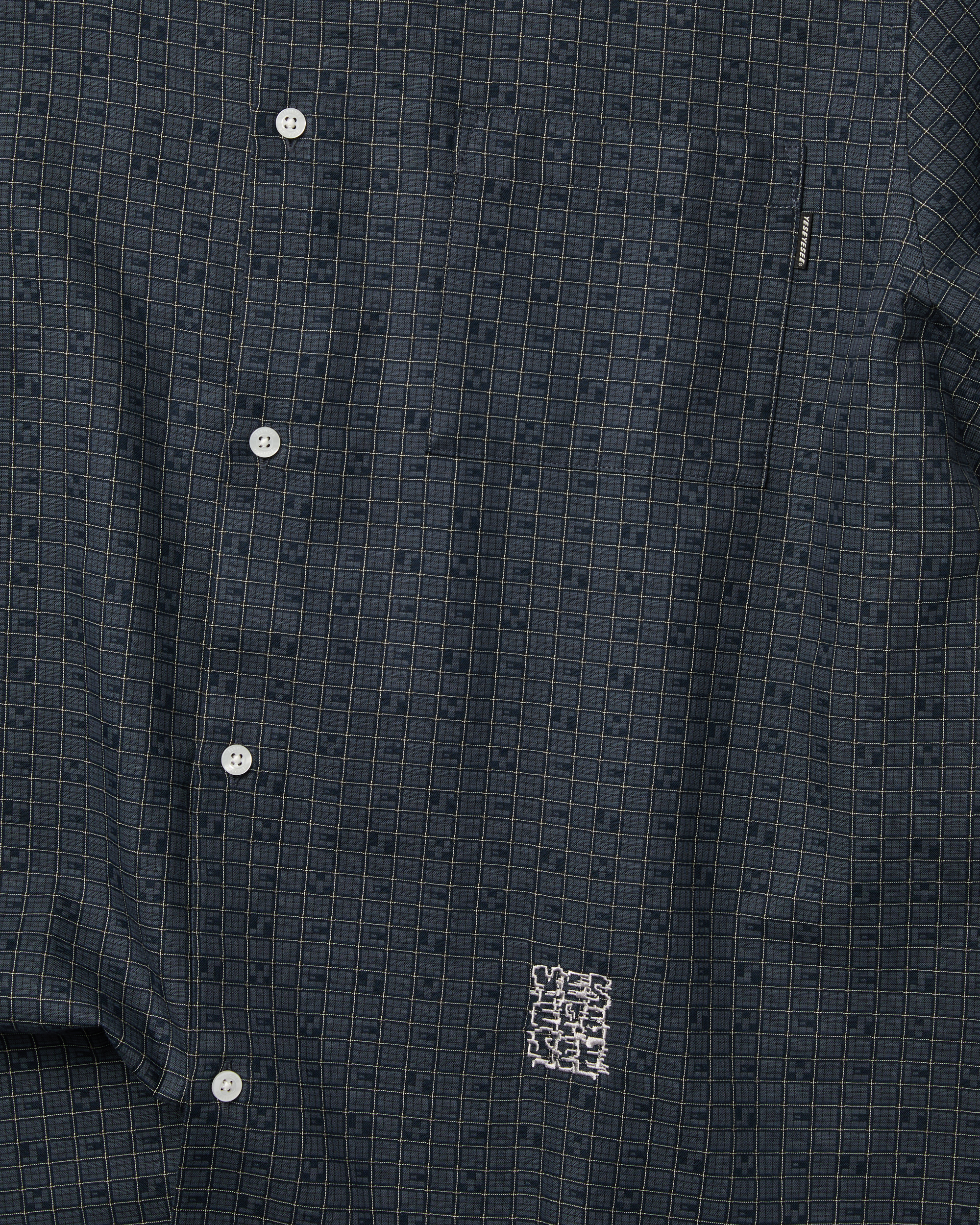 yeseyesee - Y.E.S Font Plaid Half Shirt (Navy) product image 5 | TRAB K-Fashion Australia