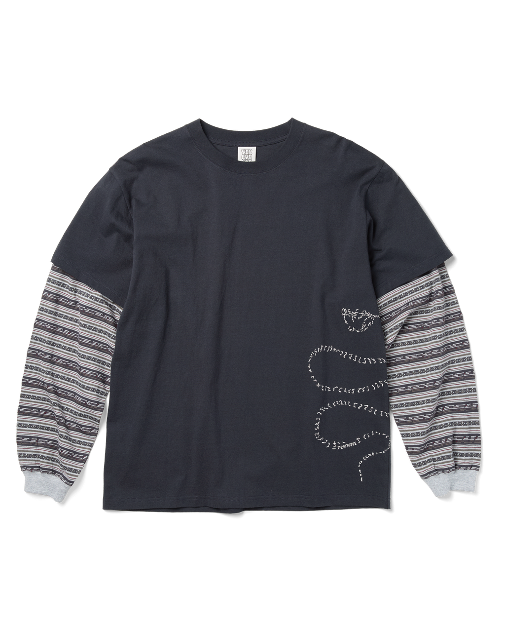 yeseyesee - Y.E.S Jacquard Stripe Layerd L/S (Charcoal) product image 1 | TRAB K-Fashion Australia