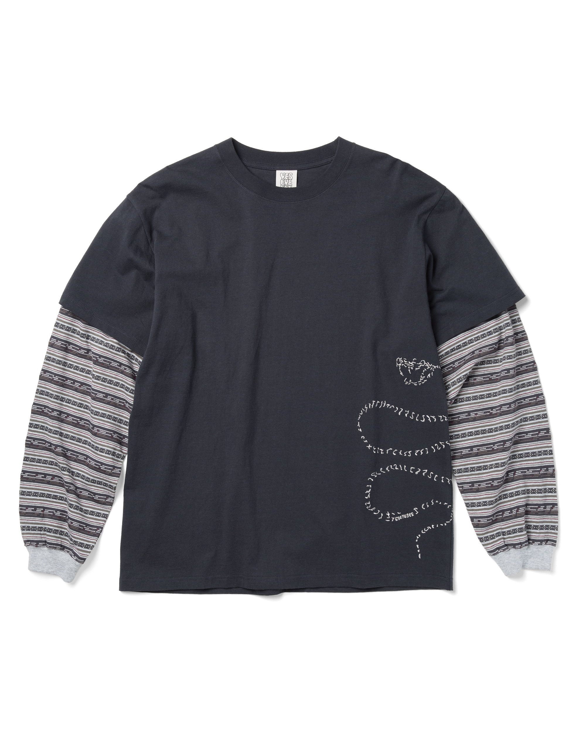 yeseyesee - Y.E.S Jacquard Stripe Layerd L/S (Charcoal) product image 1 | TRAB K-Fashion Australia