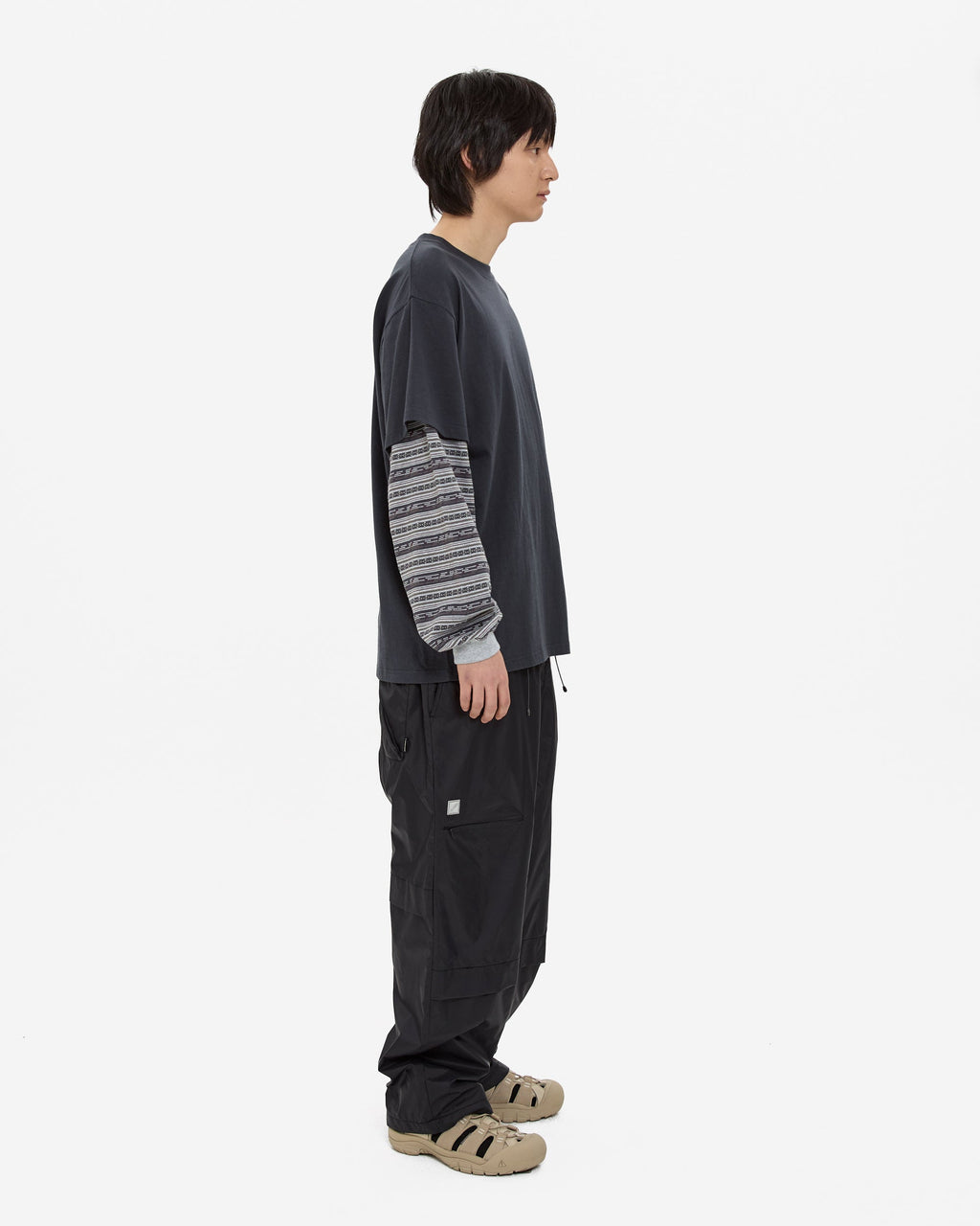 yeseyesee - Y.E.S Jacquard Stripe Layerd L/S (Charcoal) product image 10 | TRAB K-Fashion Australia