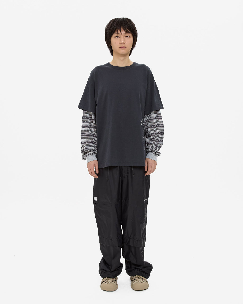 yeseyesee - Y.E.S Jacquard Stripe Layerd L/S (Charcoal) product image 7 | TRAB K-Fashion Australia