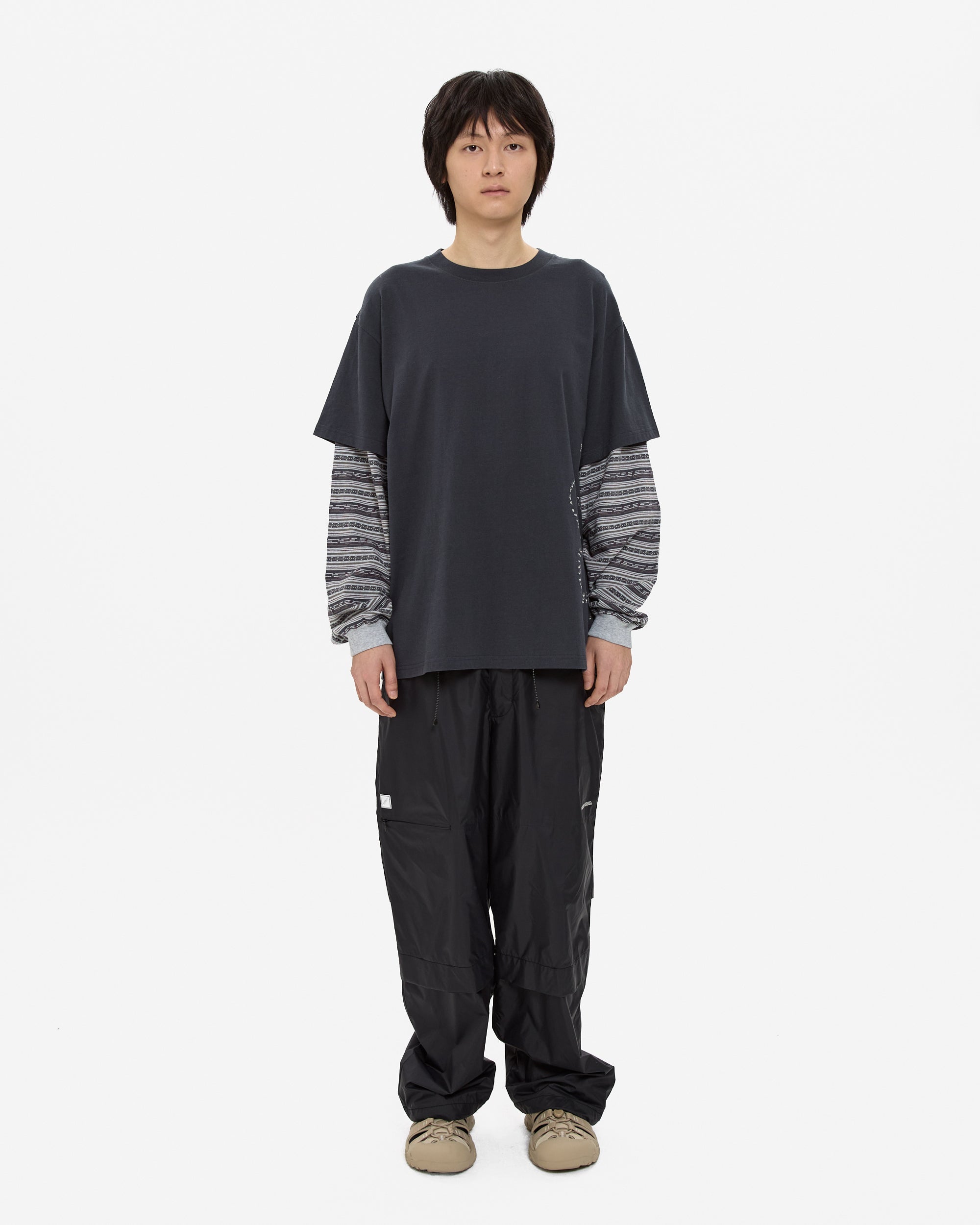 yeseyesee - Y.E.S Jacquard Stripe Layerd L/S (Charcoal) product image 7 | TRAB K-Fashion Australia