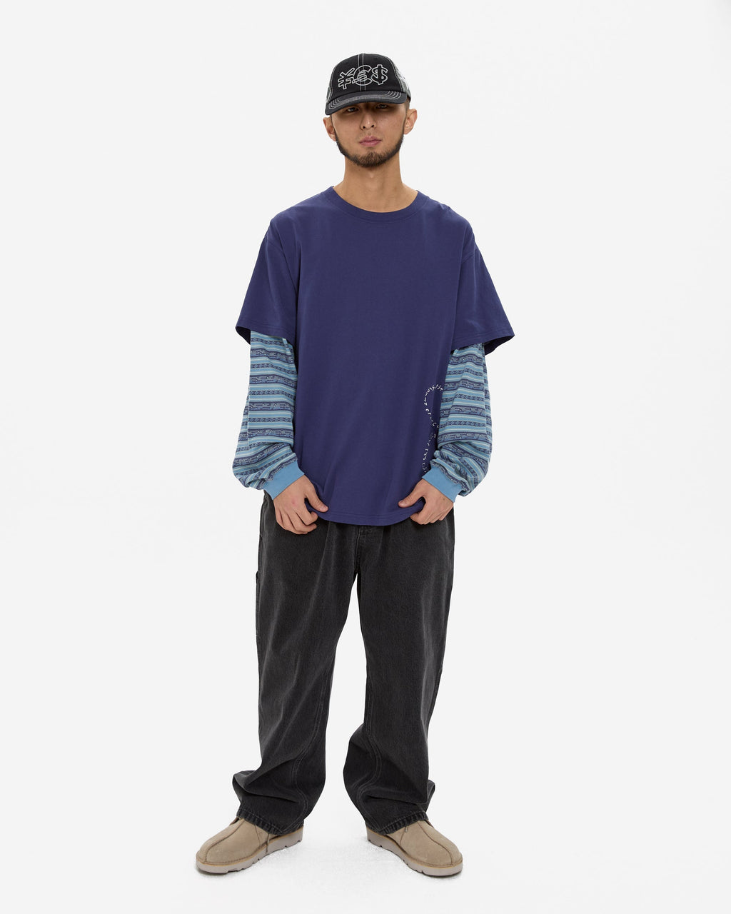 yeseyesee - Y.E.S Jacquard Stripe Layerd L/S (Light Navy) product image 7 | TRAB K-Fashion Australia