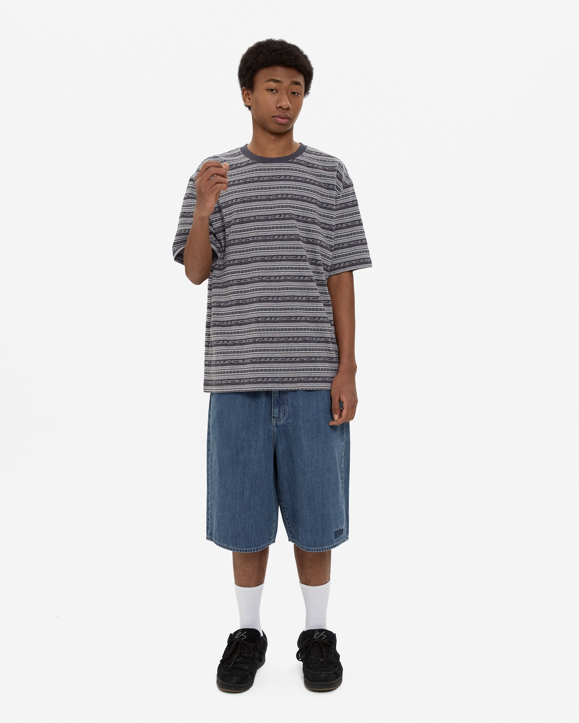 yeseyesee - Y.E.S Jacquard Stripe Tee (Charcoal) product image 6 | TRAB K-Fashion Australia