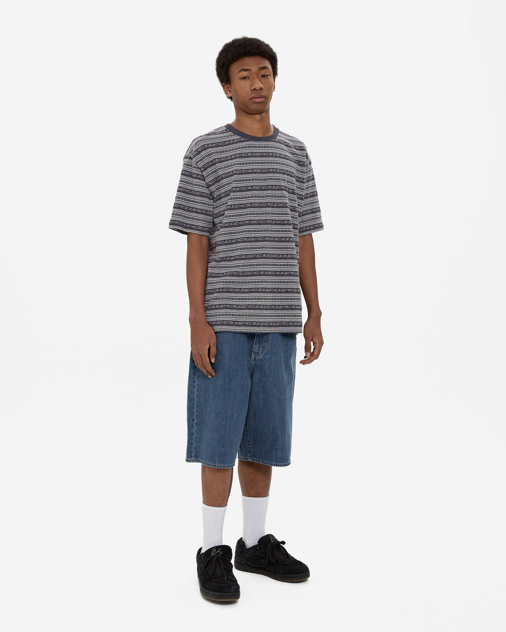 yeseyesee - Y.E.S Jacquard Stripe Tee (Charcoal) product image 8 | TRAB K-Fashion Australia