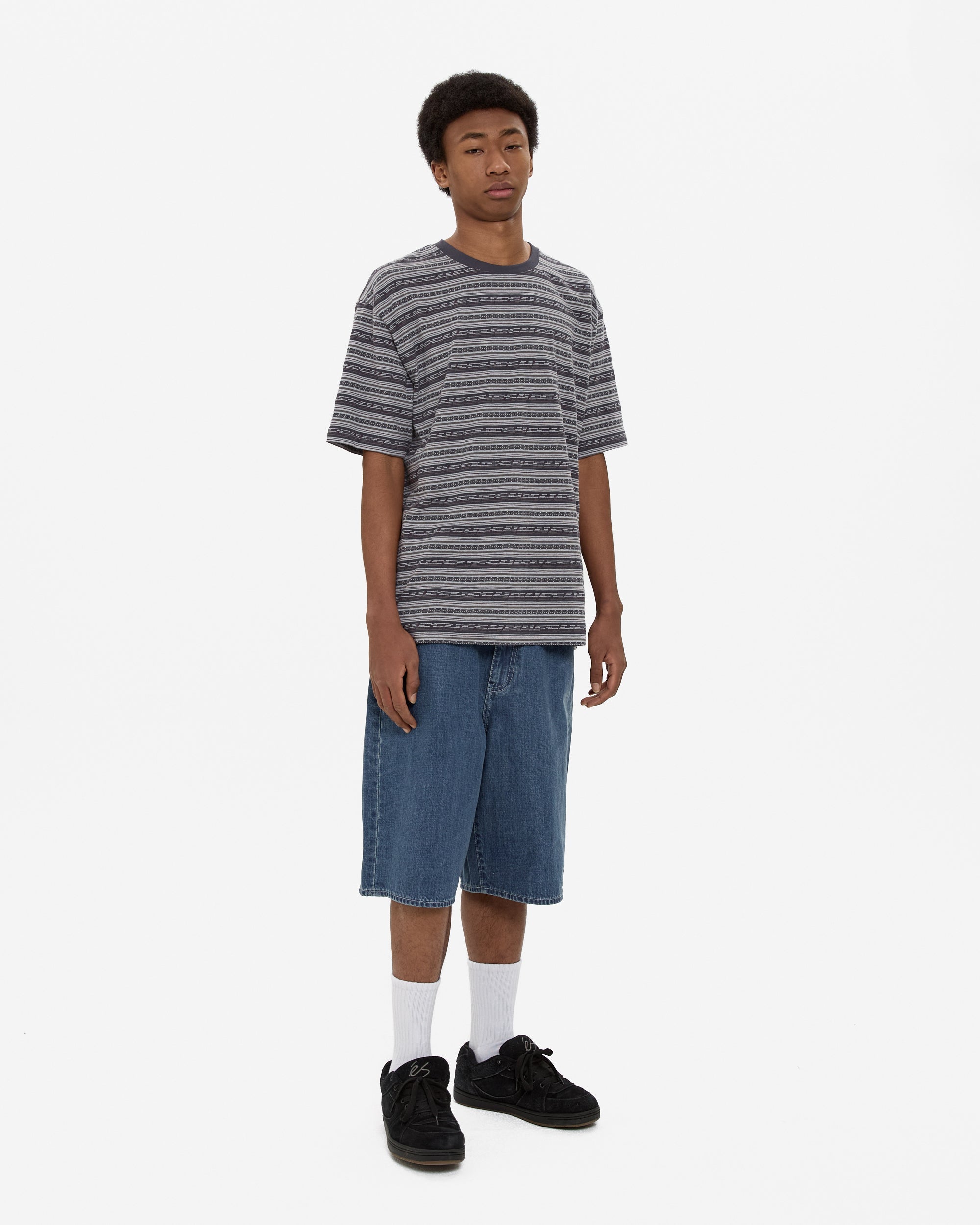 yeseyesee - Y.E.S Jacquard Stripe Tee (Charcoal) product image 8 | TRAB K-Fashion Australia